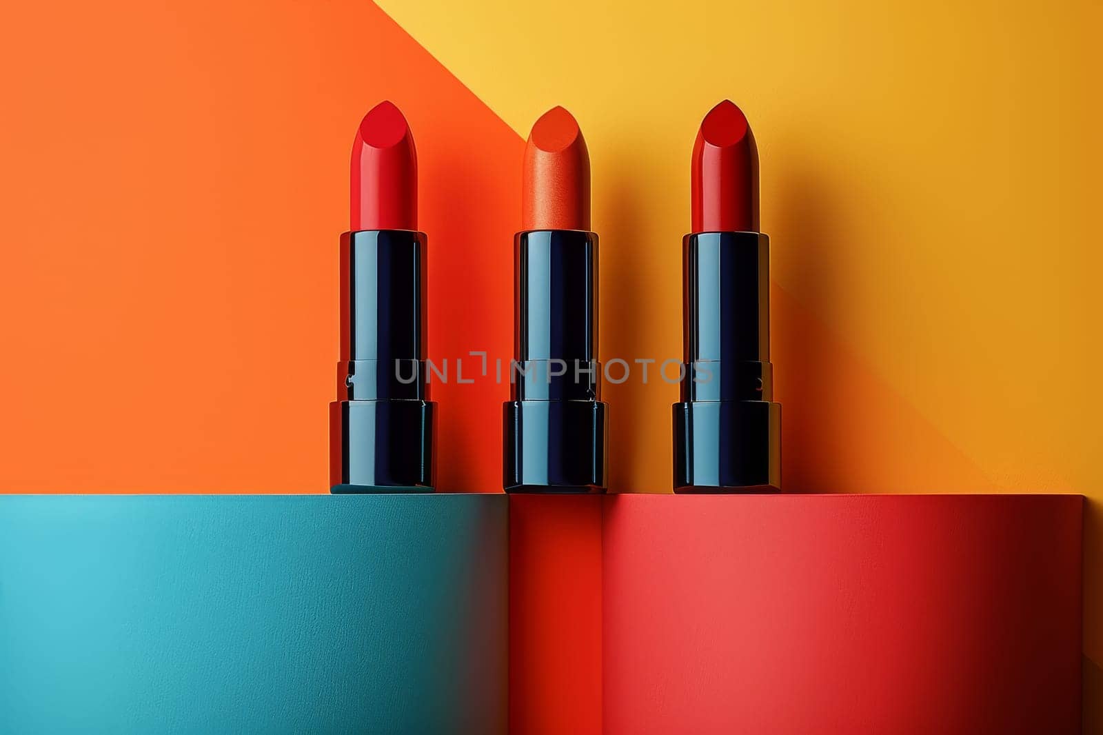 Mockup Lipstick cosmetic product. Generative AI by itchaznong