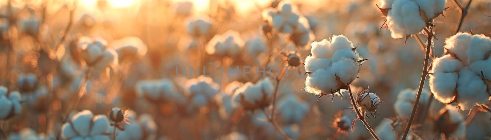 Cotton buds in the field. Farmland Generative AI by itchaznong
