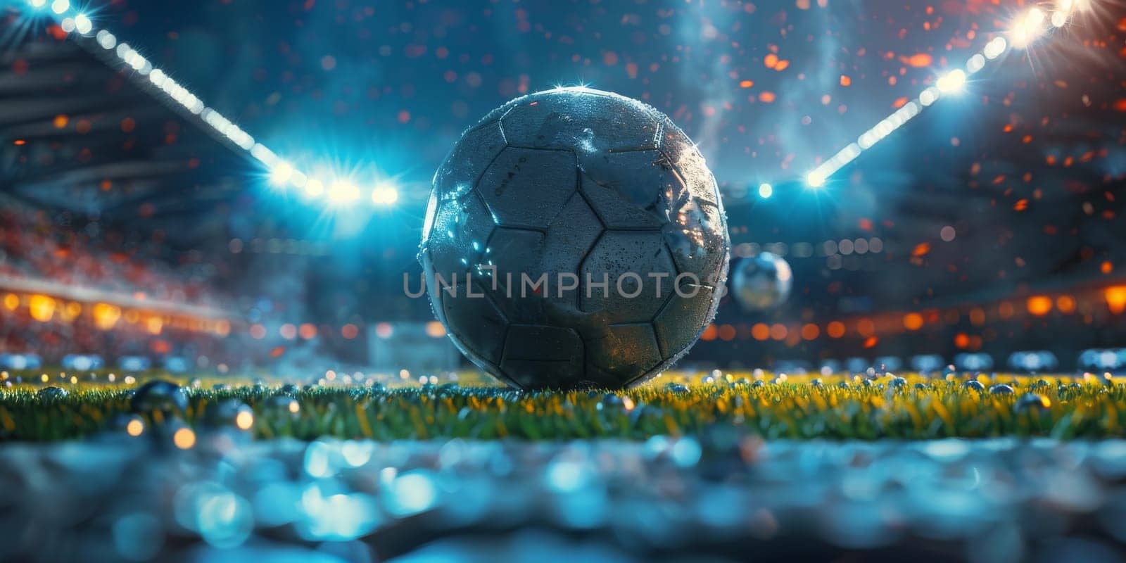 Football on world tournament for banner. champion tournament banner. Generative AI by itchaznong