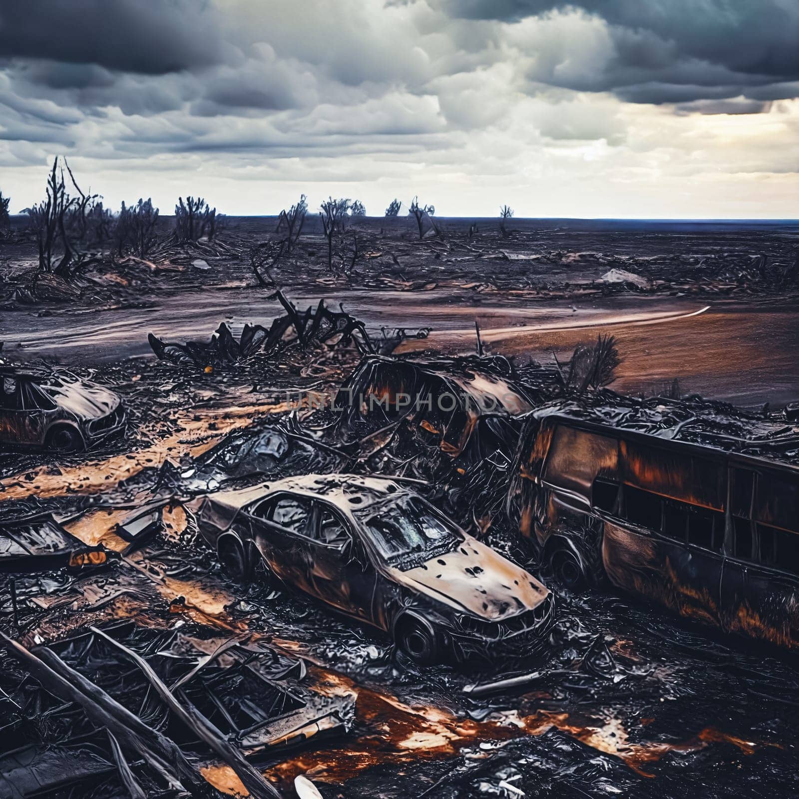 Devastated Landscapes. Disaster with scorched earth by GoodOlga