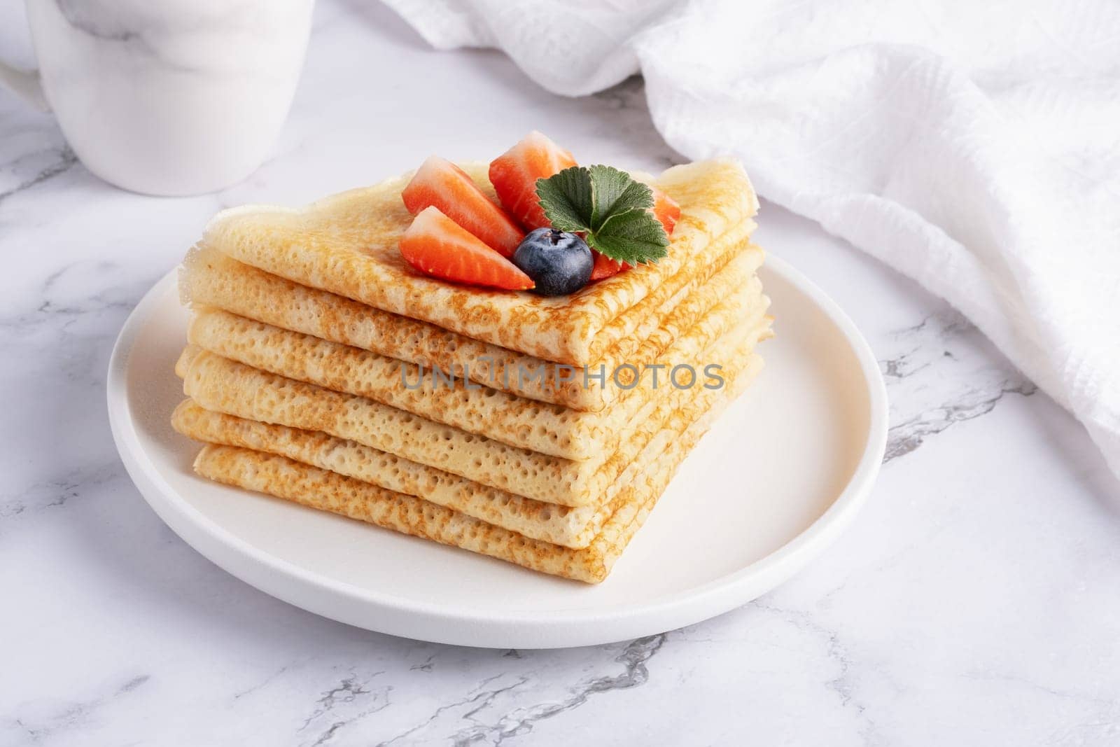 Pancakes with fresh berry fruit, Breakfast by NataliPopova