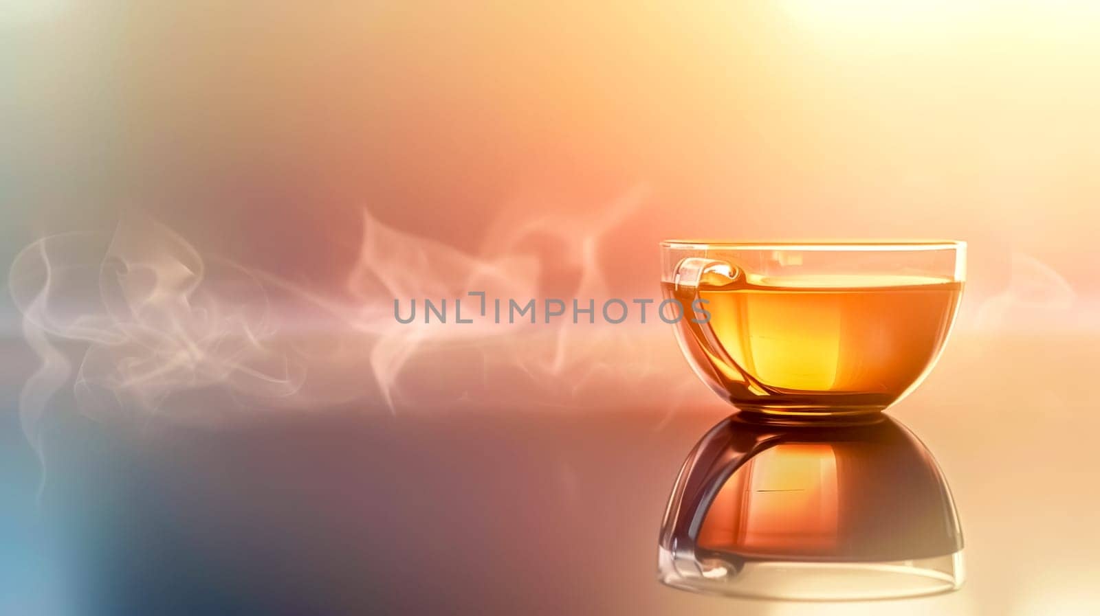Steaming tea cup in warm light by Edophoto