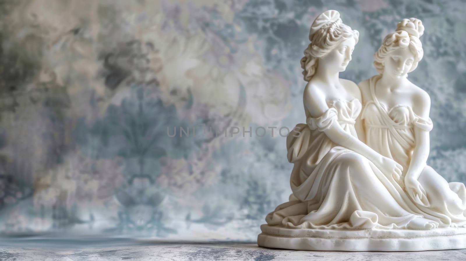 Classical sculpture of two women in ethereal setting by Edophoto