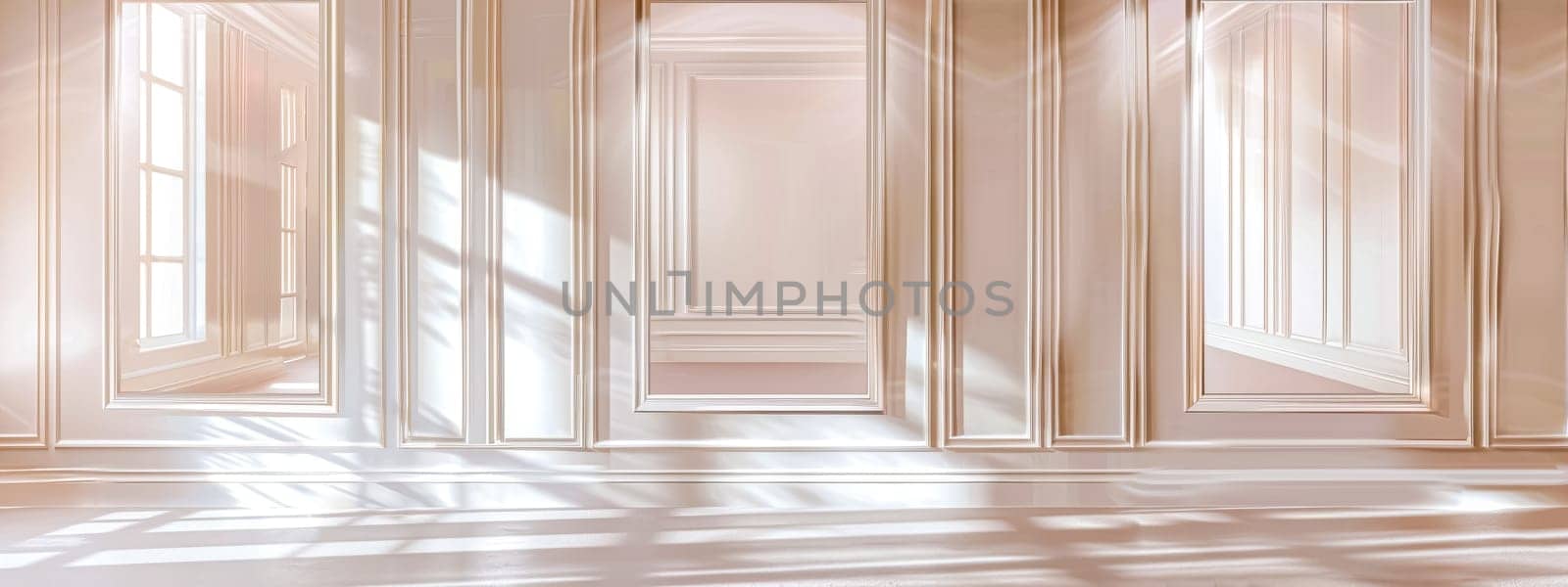 Serene sunlit corridor with elegant shadows by Edophoto