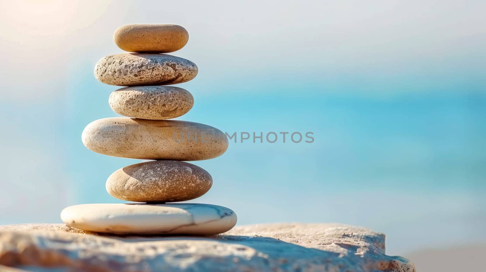 Serene stone stack by the sea by Edophoto