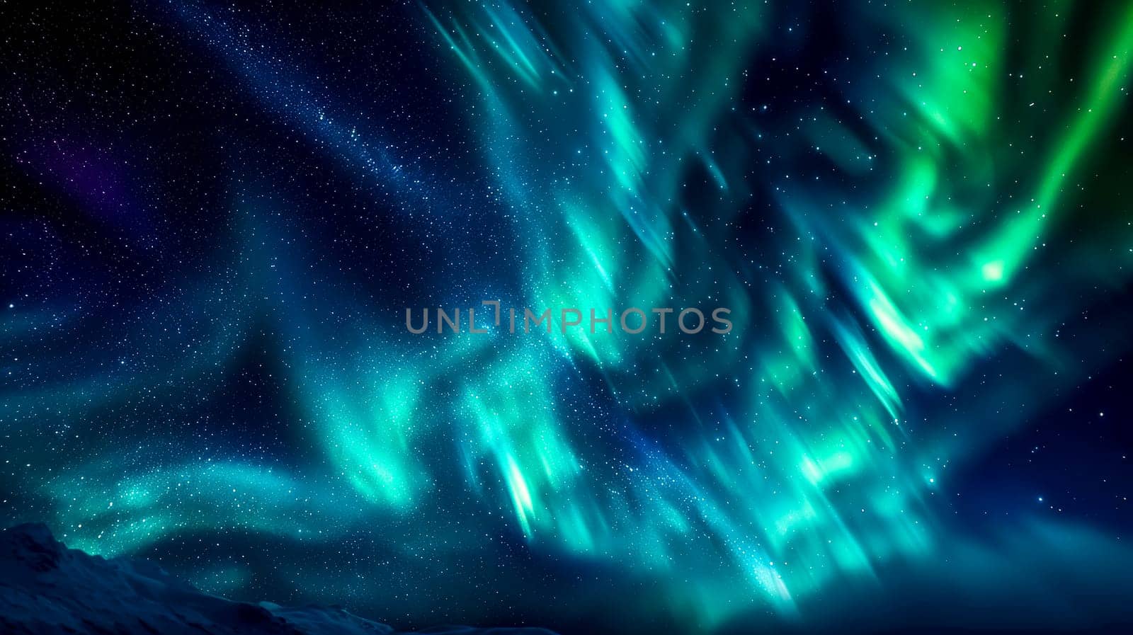 Spectacular aurora borealis lights dancing across a star-filled night sky above a frosty terrain