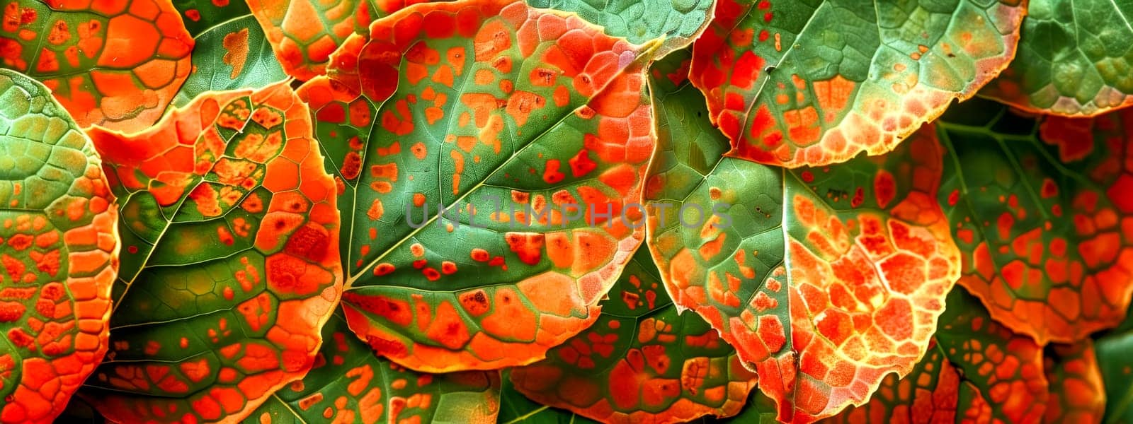 Close-up of colorful autumn leaves with intricate patterns by Edophoto