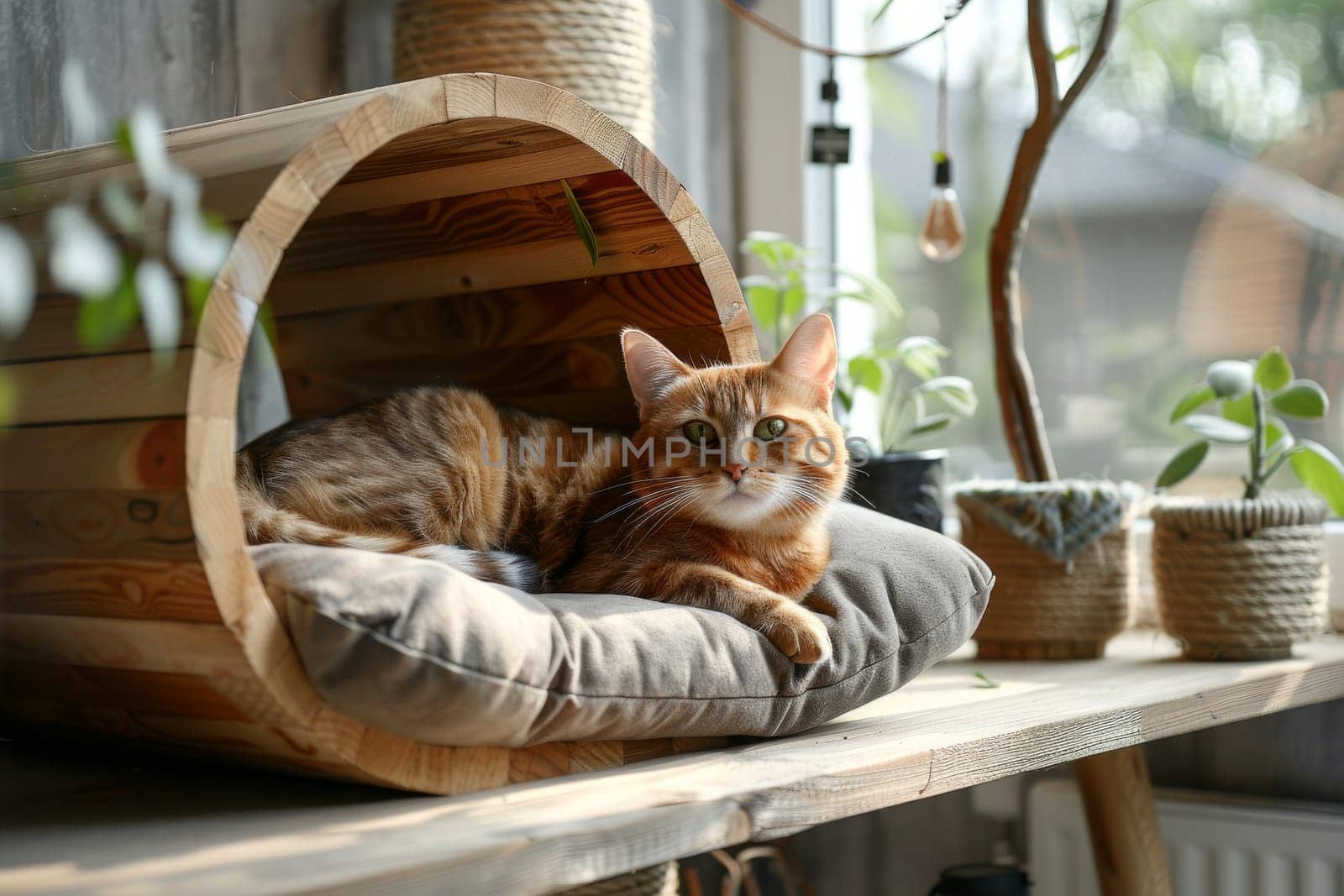 A Cats are laying on a wooden structure by itchaznong