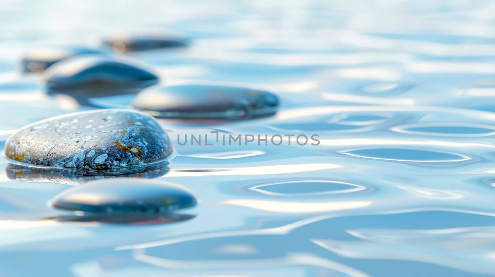 Serene water surface with pebbles by Edophoto