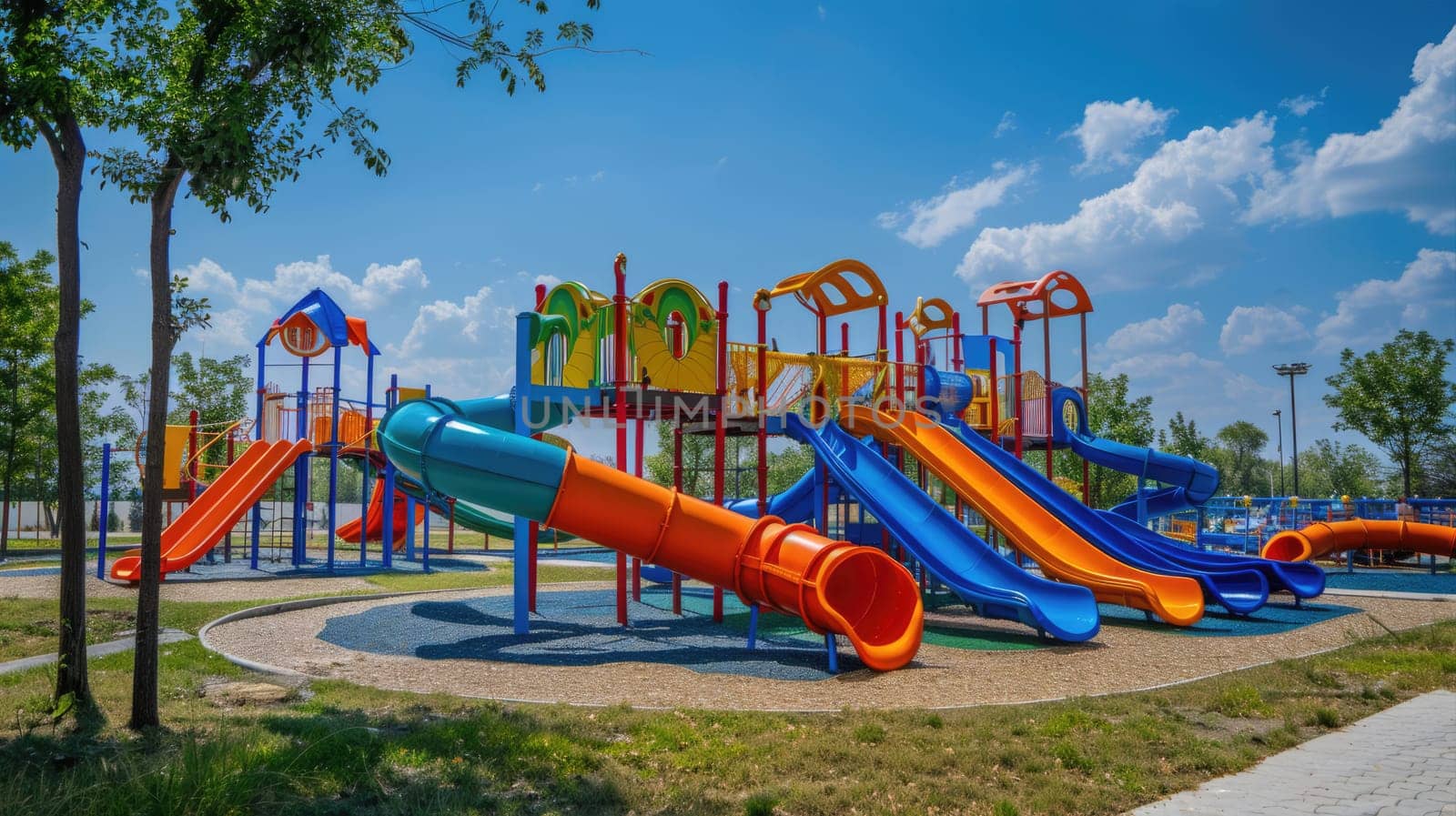 Colorful children play area at a residential society AI