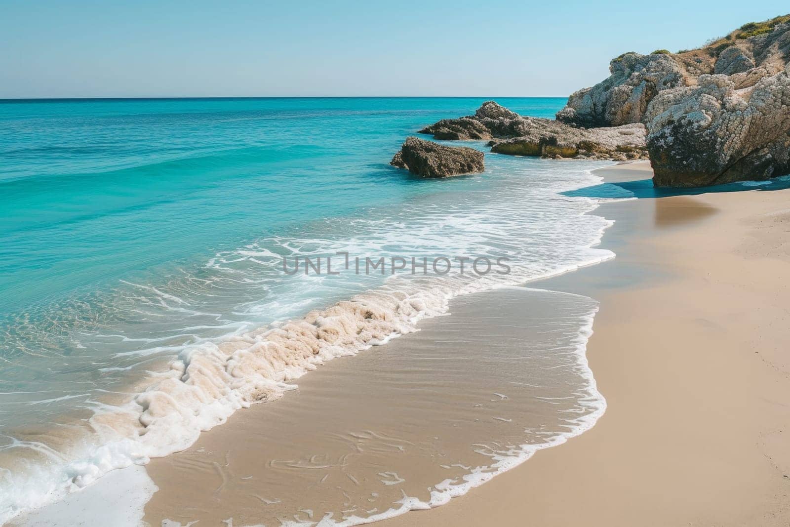 Tropical beach with clear blue water on the islands by Lobachad