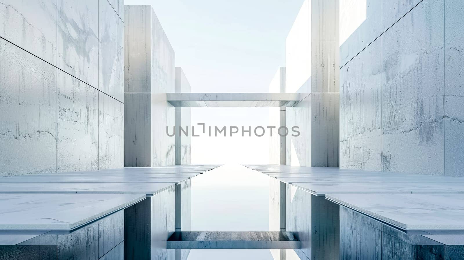 Sleek corridor with a futuristic, infinite perspective in a minimalist architectural design