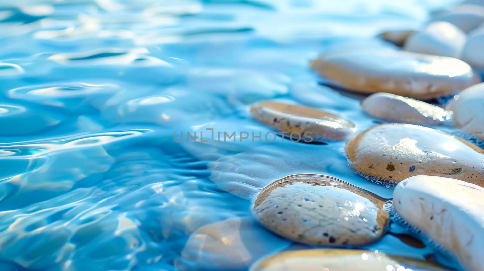 Tranquil water surface with pebbles by Edophoto