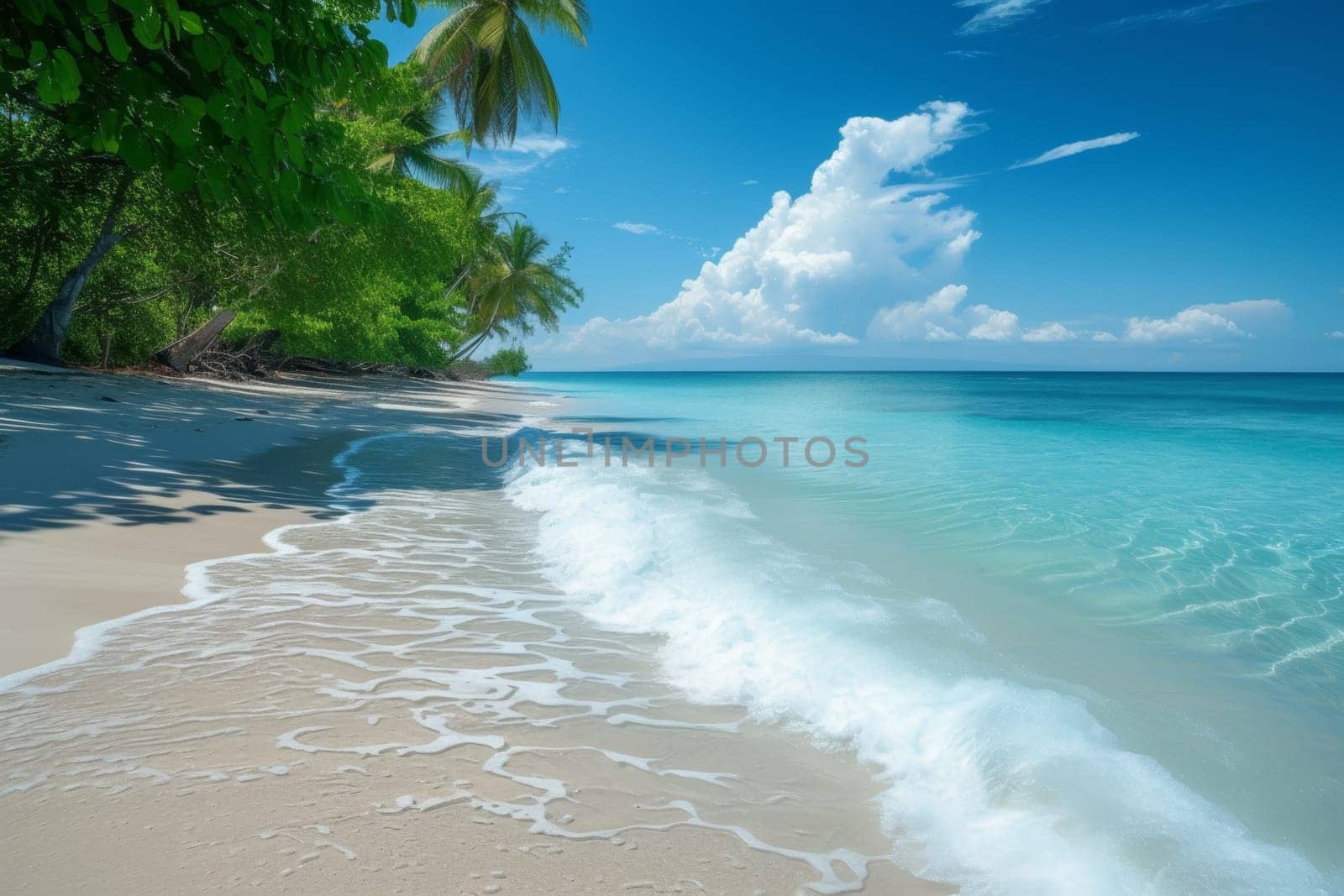 Tropical beach with clear blue water on the islands by Lobachad