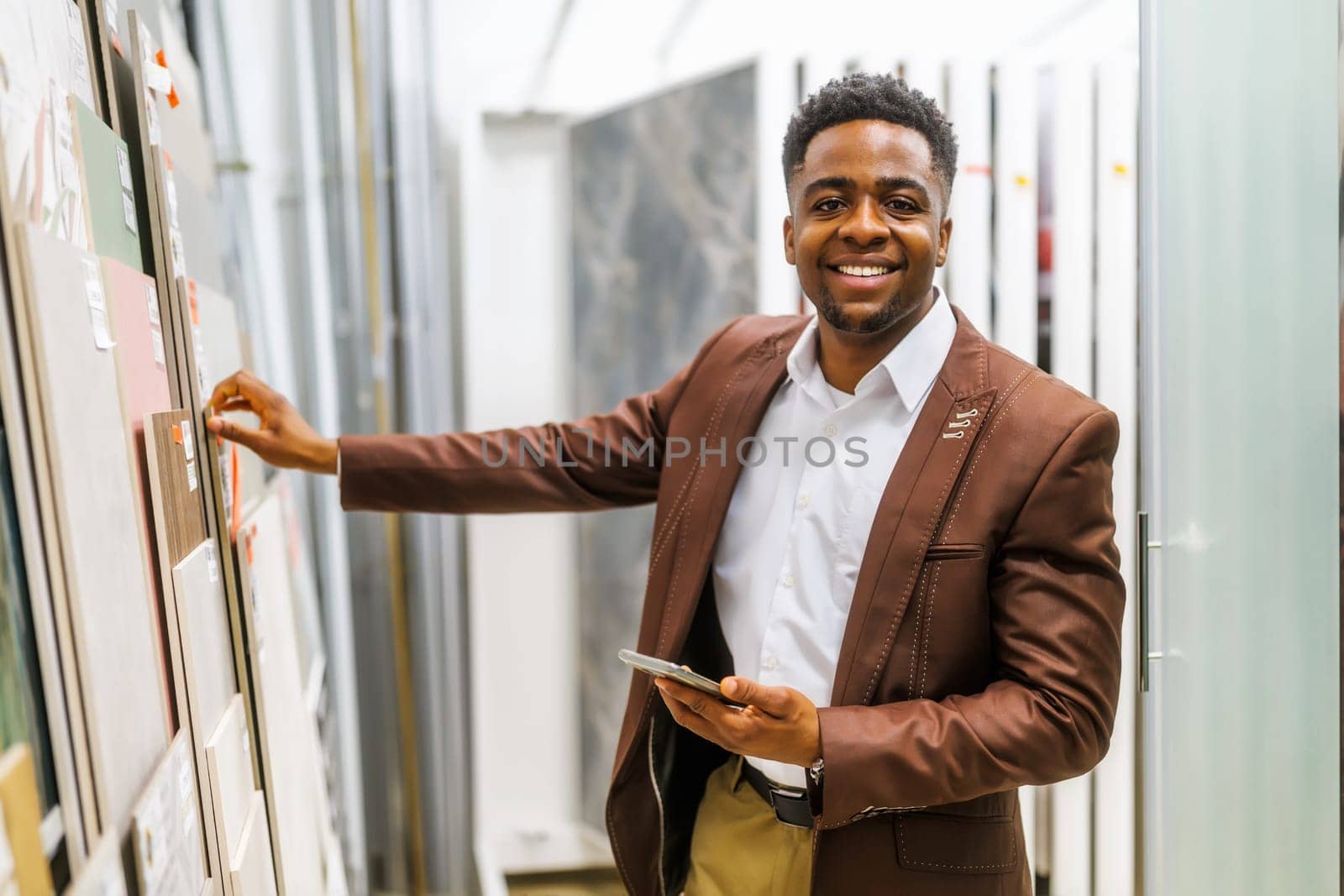 Portrait of buyer in bathroom store by djoronimo