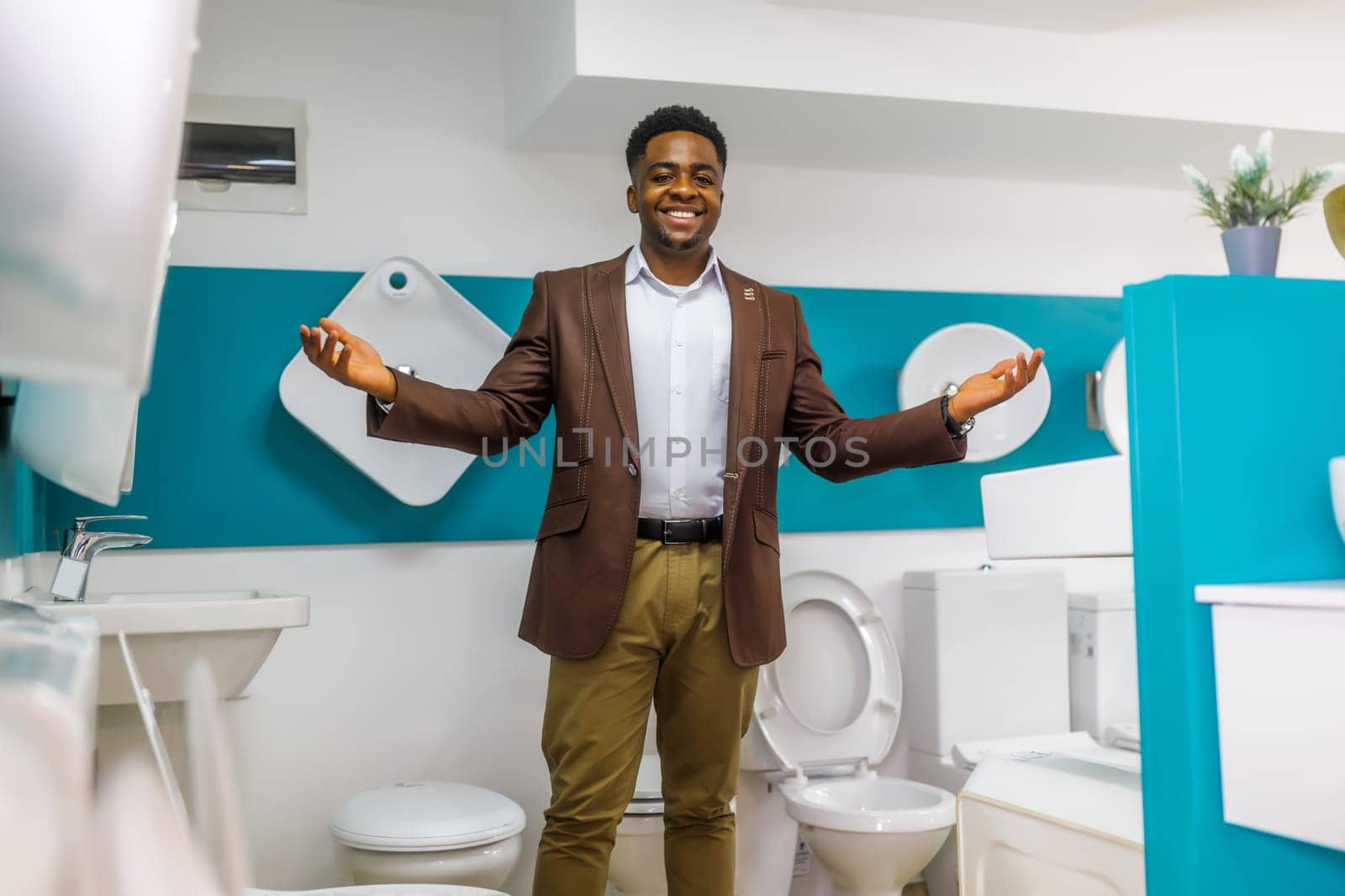 Portrait of salesperson in bathroom store by djoronimo