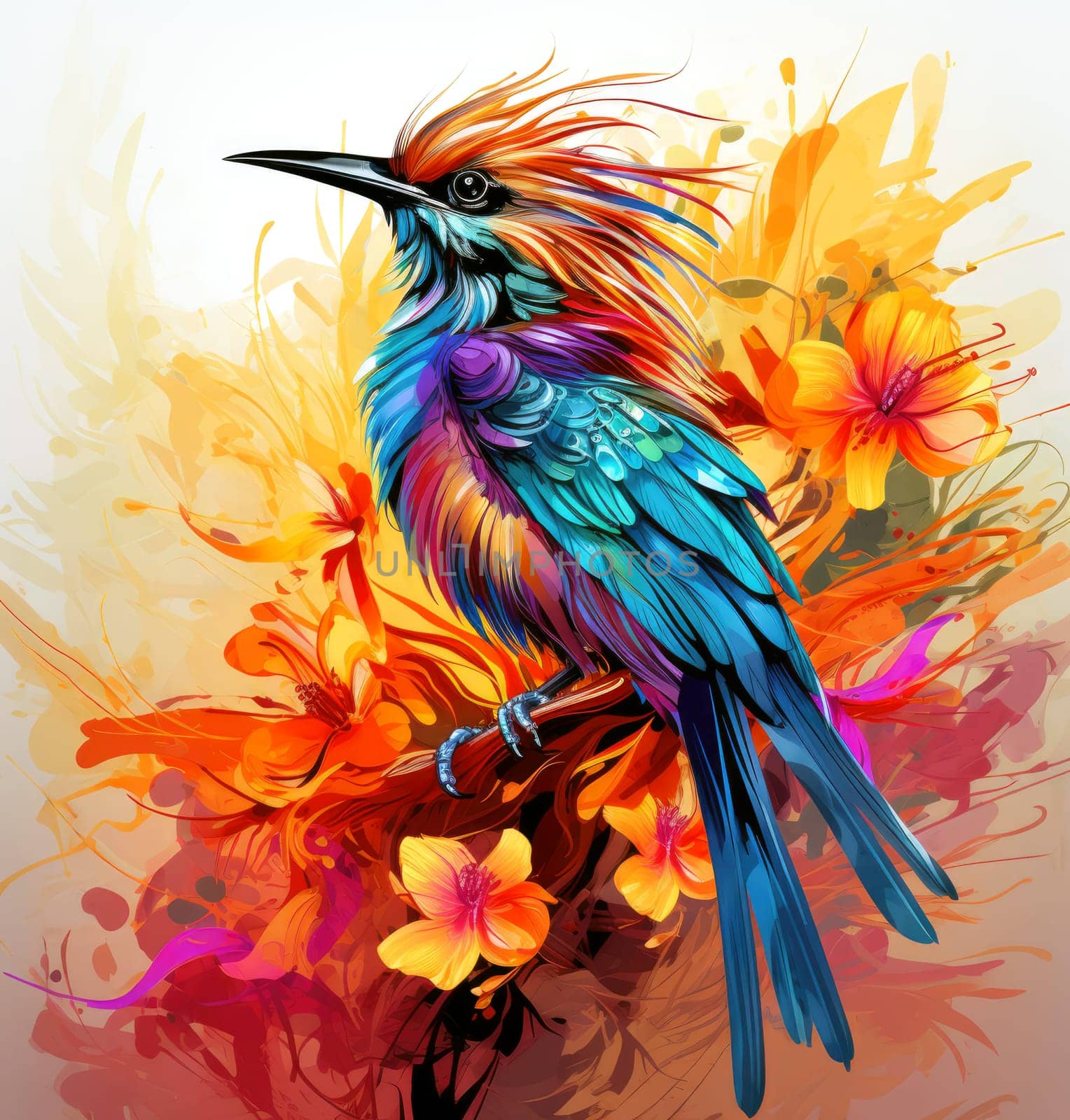 Bird of paradise. Colorful tropical bird  by palinchak