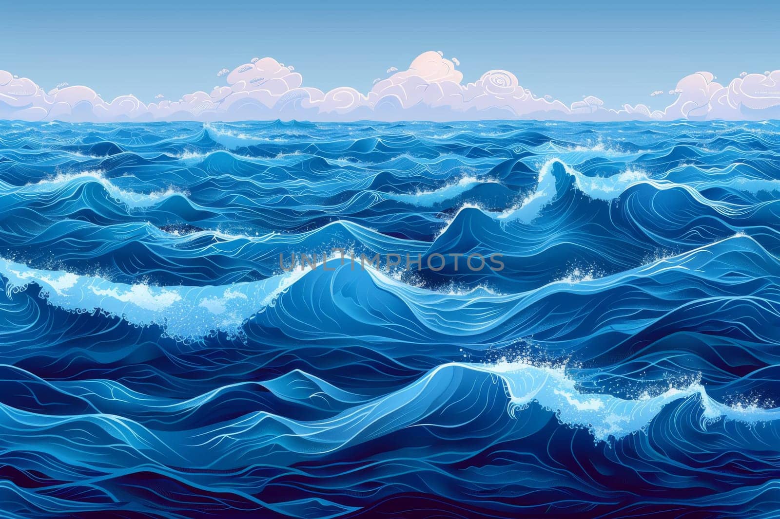 Sea wave pattern. Wallpaper Background. Generative AI by itchaznong
