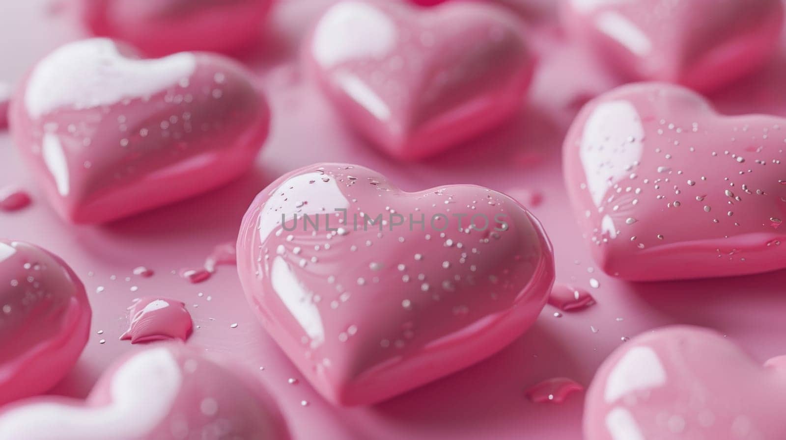 Lots of pink hearts on a pink background. valentine's day by Lobachad