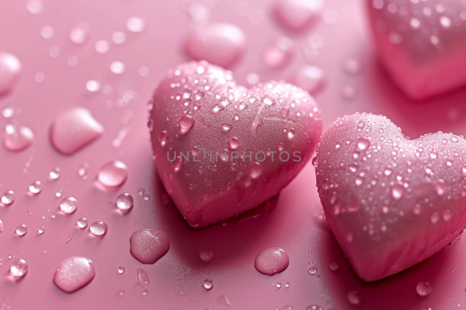 Lots of pink hearts on a pink background. valentine's day.