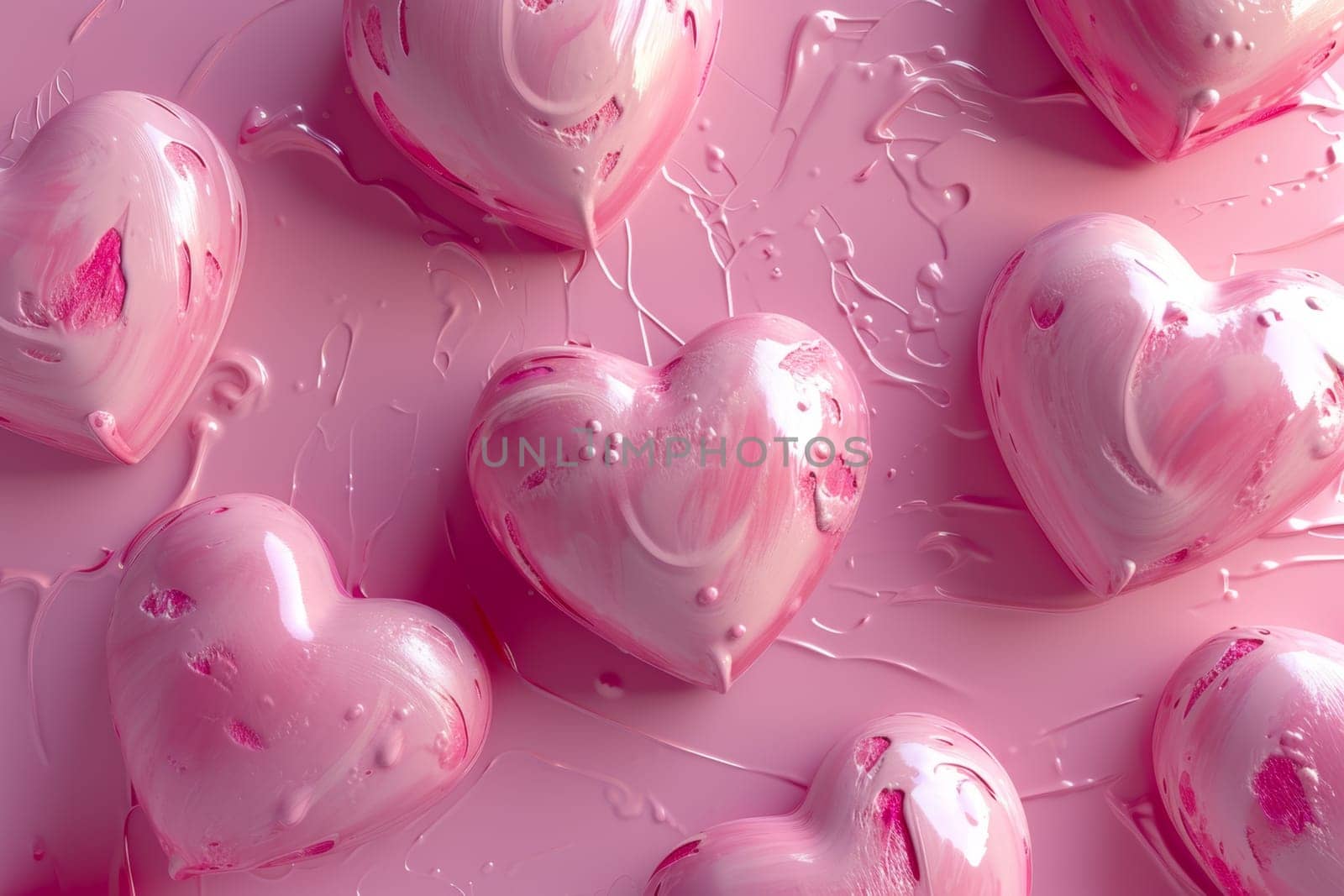 Lots of pink hearts on a pink background. valentine's day by Lobachad