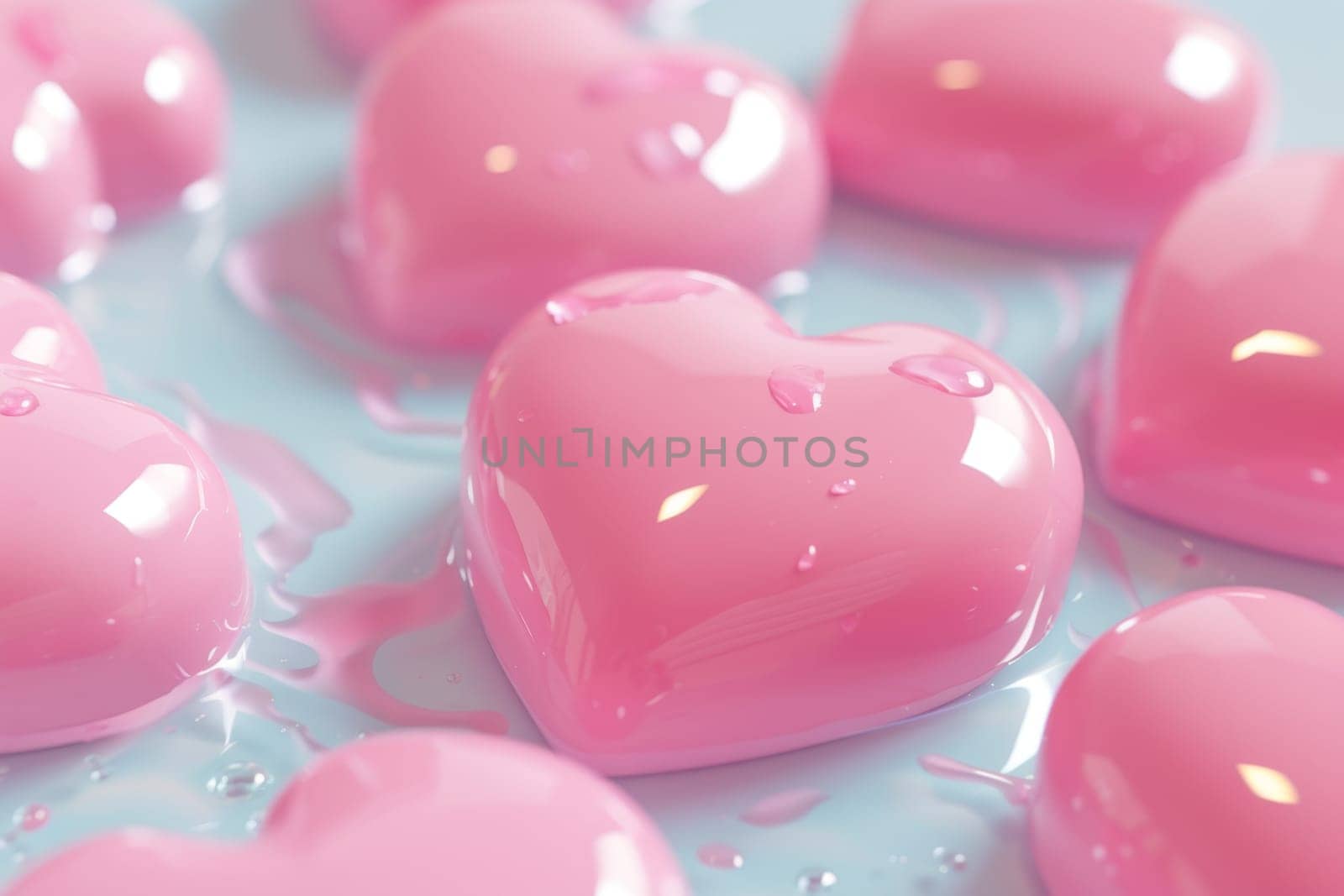 Lots of pink hearts on a pink background. valentine's day by Lobachad