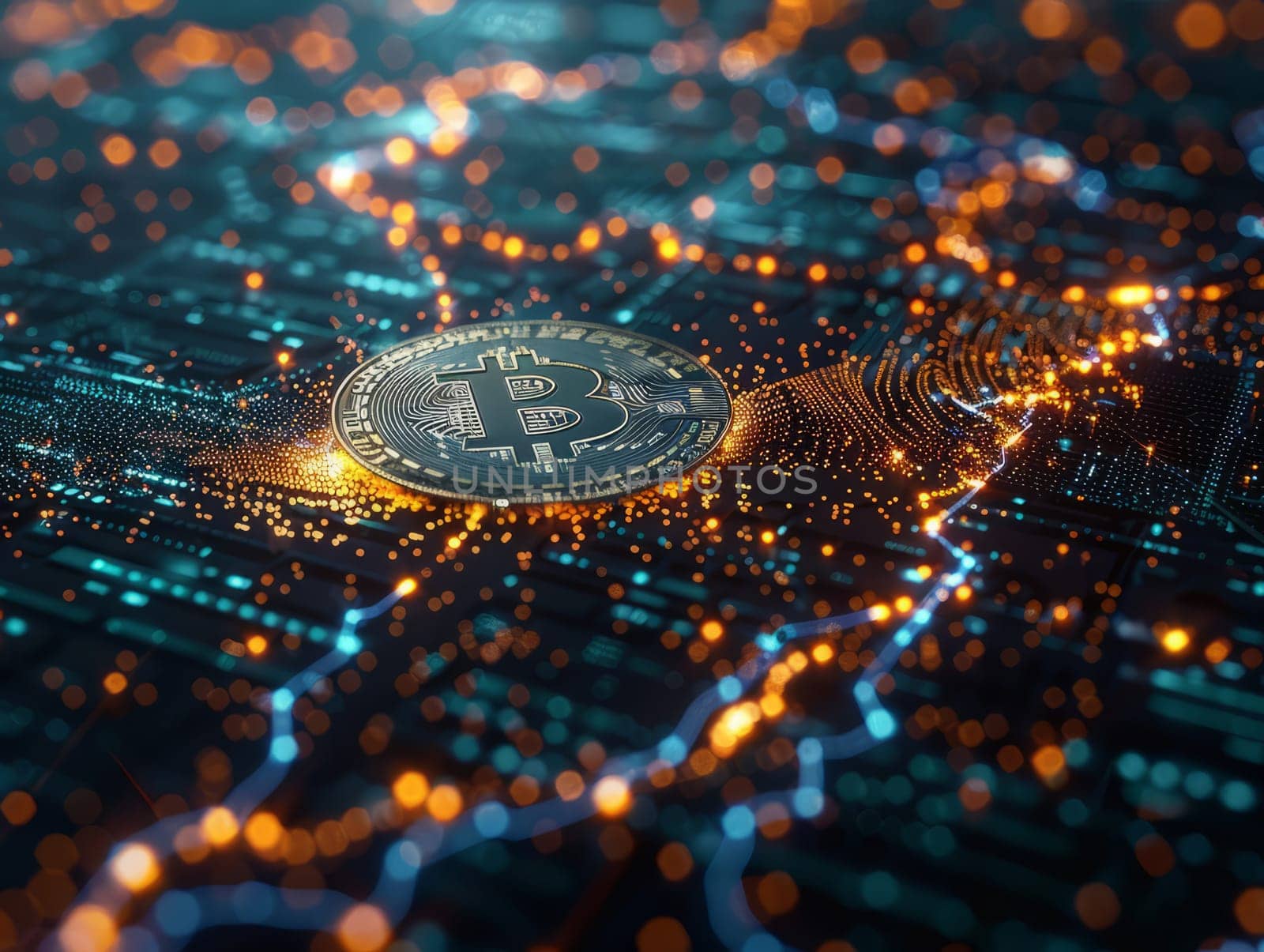 Bitcoin Cryptocurrency Business Background. Global Exchange and Winner Strategy Concept. Technology and Cyberspace Bitcoin Conceptual Image. by iliris