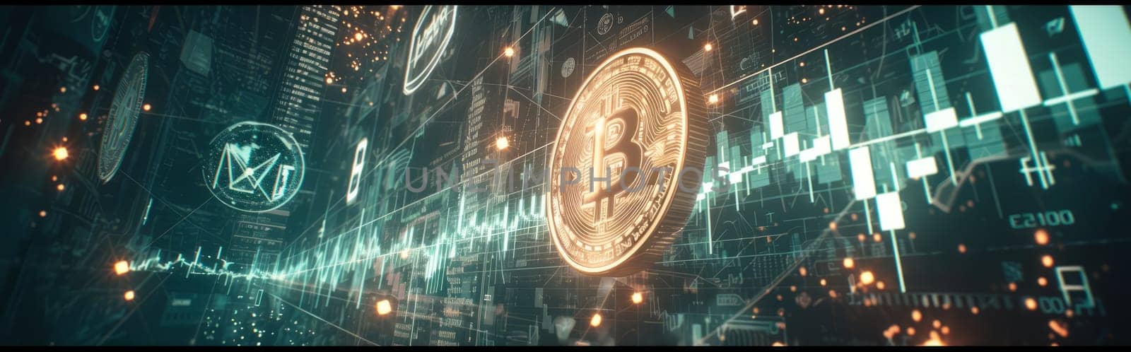Bitcoin Cryptocurrency Business Background. Global Exchange and Winner Strategy Concept. Technology and Cyberspace Bitcoin Conceptual Image. by iliris