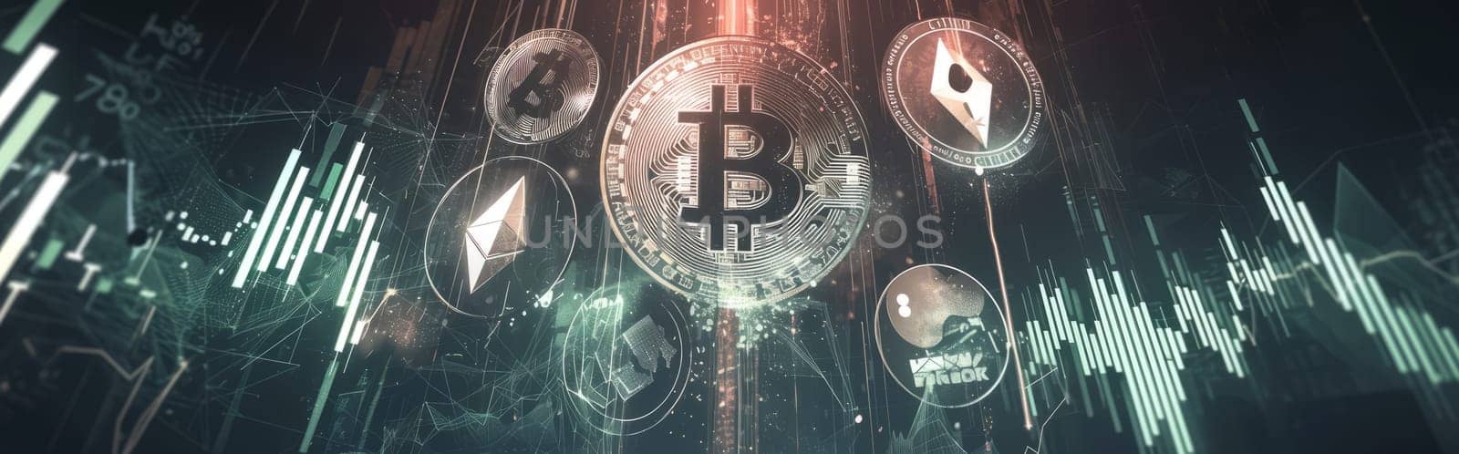 Bitcoin Cryptocurrency Business Background. Global Exchange and Winner Strategy Concept. Technology and Cyberspace Bitcoin Conceptual Image. by iliris