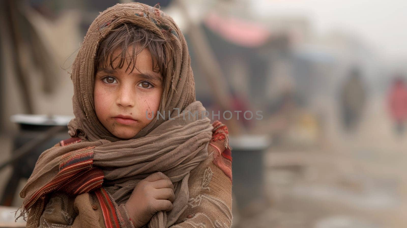 A young girl wrapped in a blanket with her eyes closed