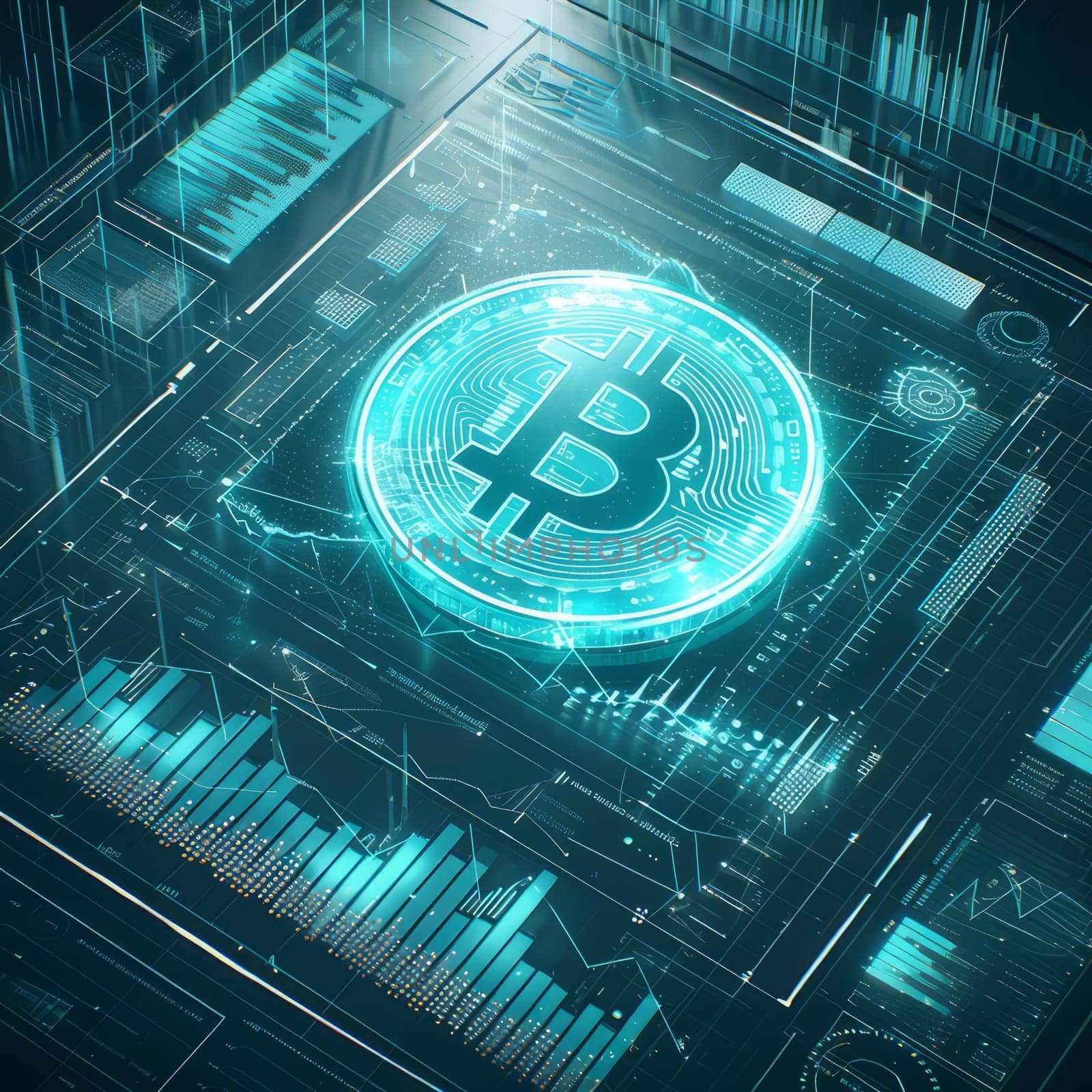 Bitcoin Cryptocurrency Business Background. Global Exchange and Winner Strategy Concept. Technology and Cyberspace Bitcoin Conceptual Image. by iliris