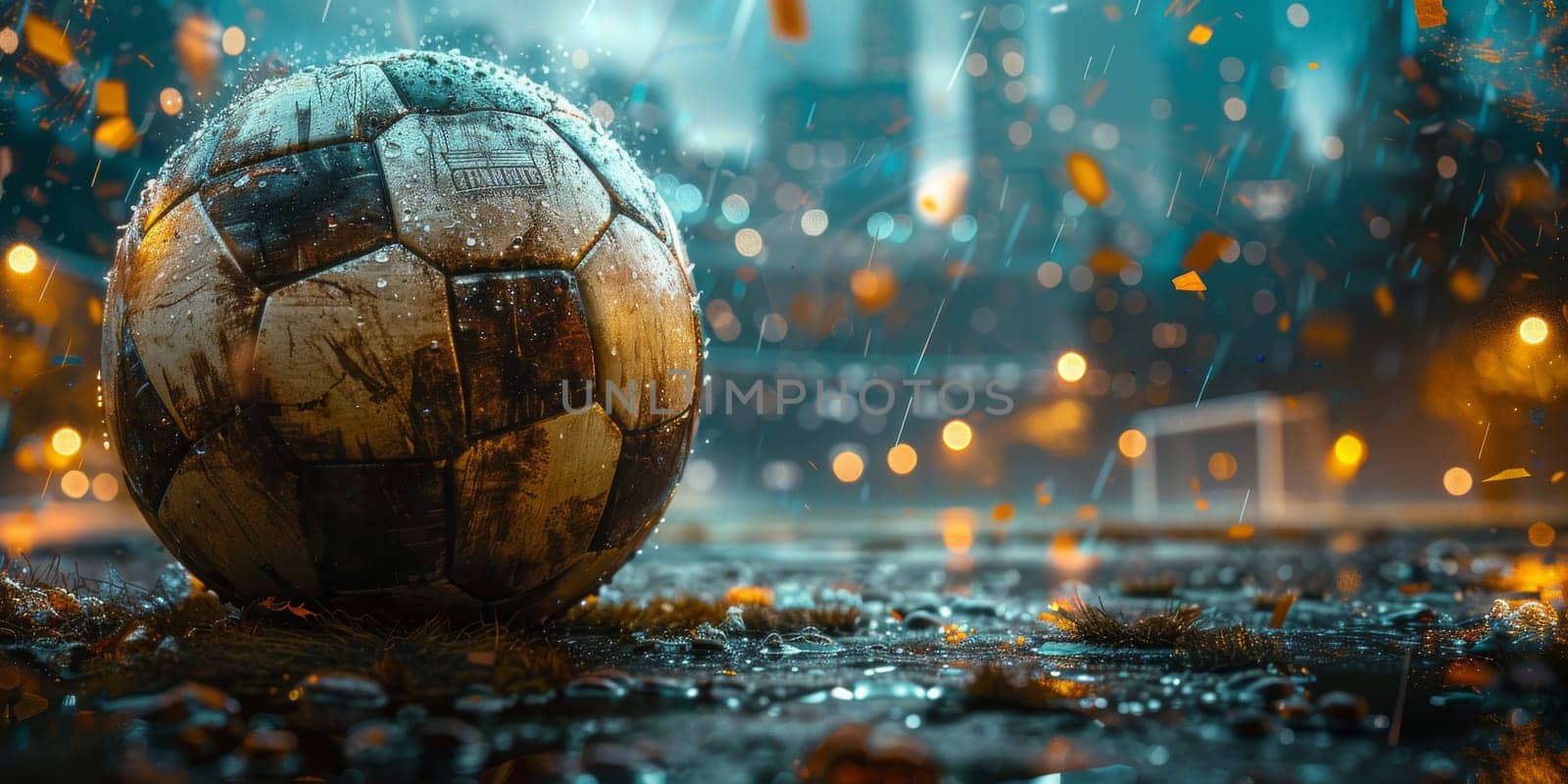 Football on world tournament for banner. champion tournament banner. Generative AI.