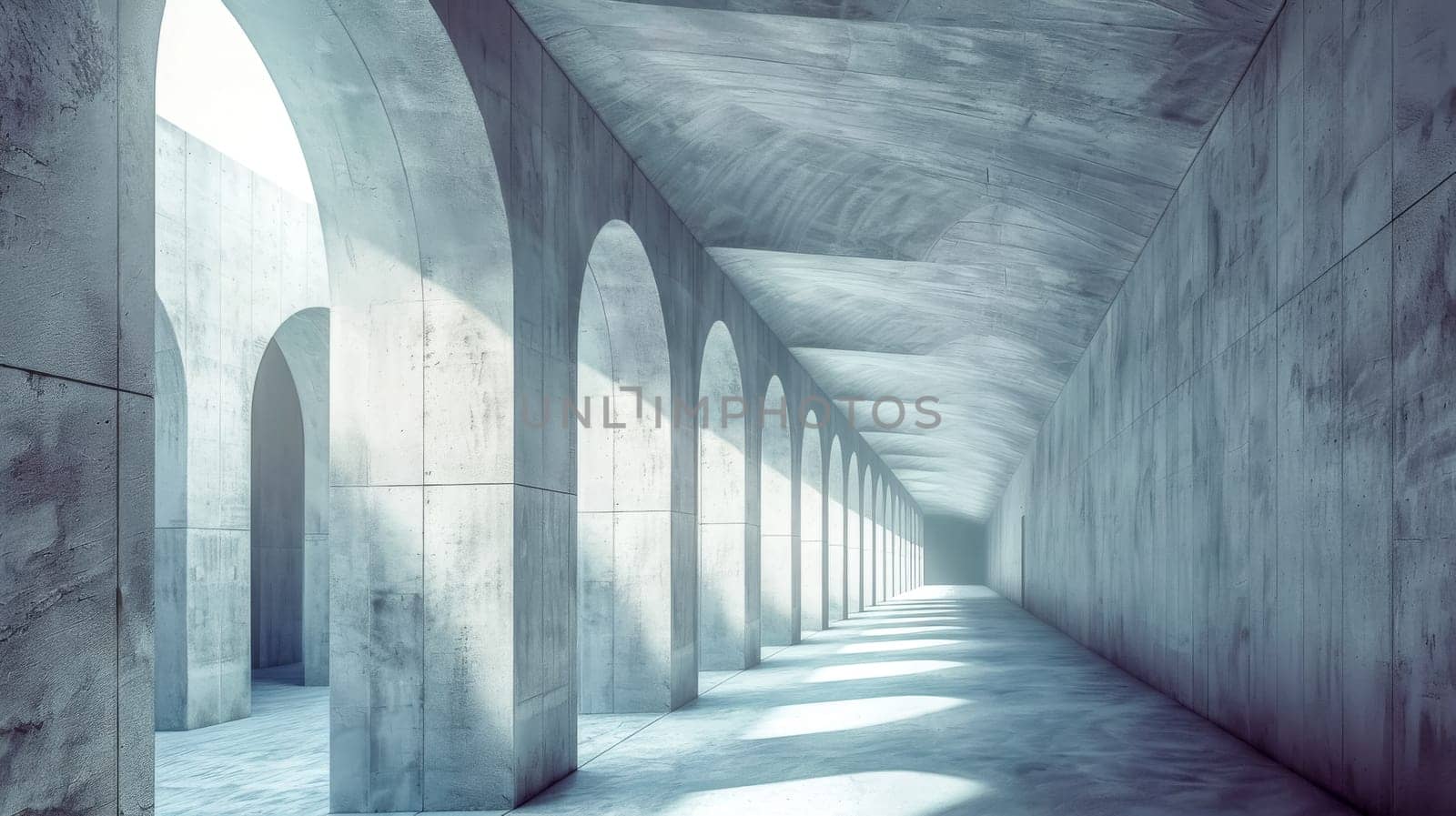 Modern concrete hallway with sunlight by Edophoto