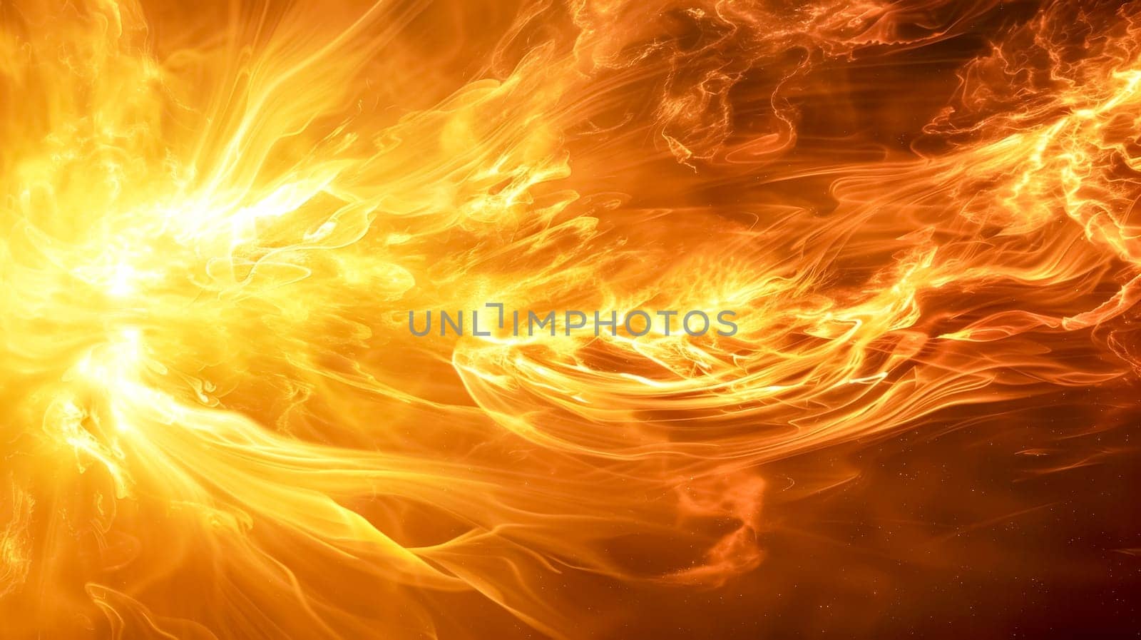 Vibrant and dynamic abstract fiery energy background with swirling flames and intense glowing orange colors