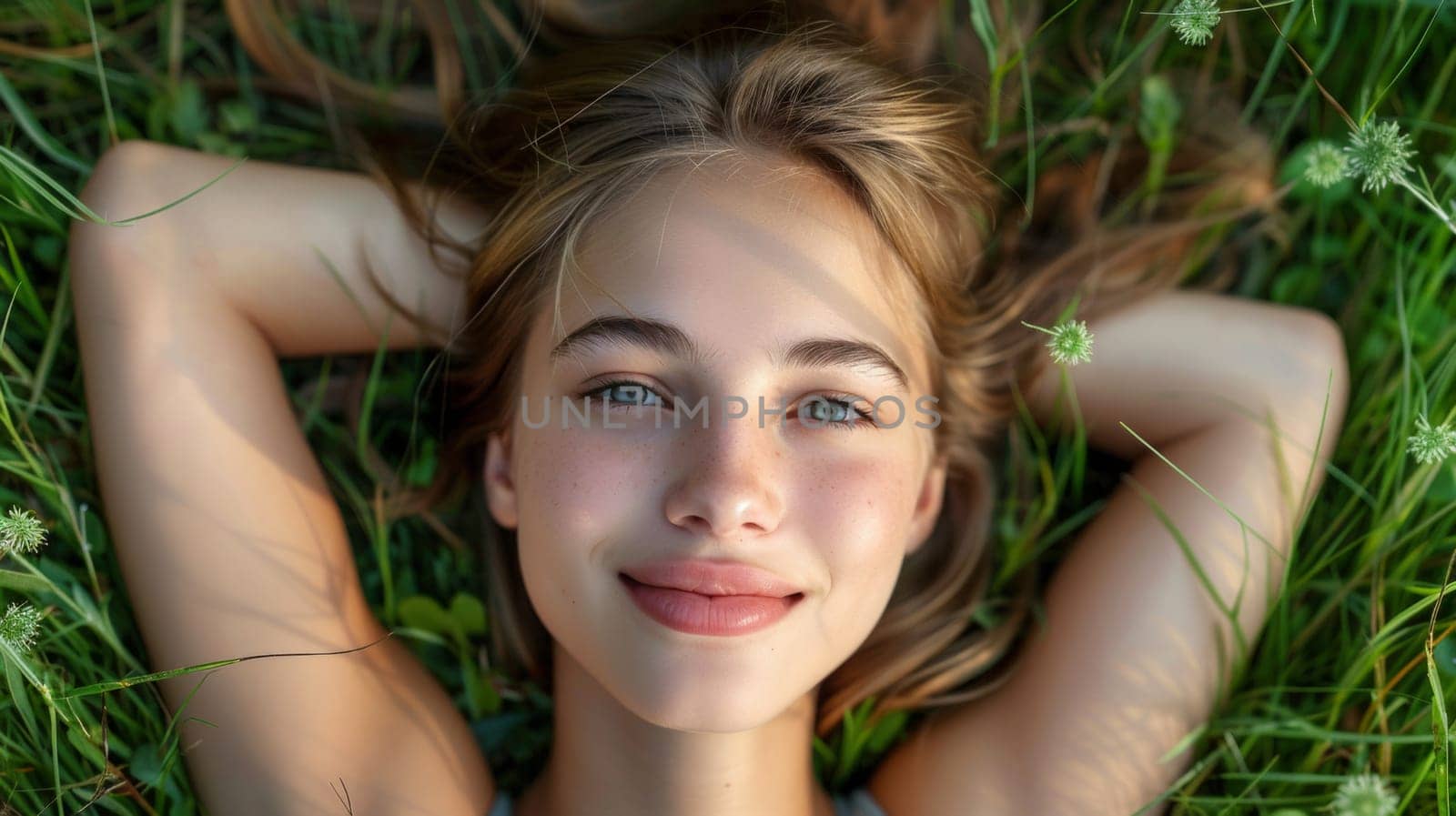 A woman laying in the grass with her eyes closed