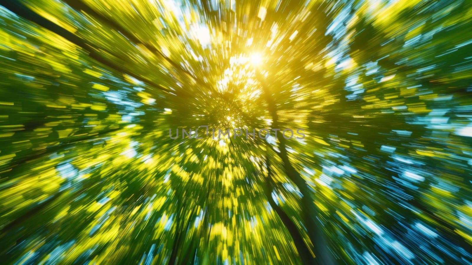 A blurry picture of a tree with the sun shining through it, AI by starush