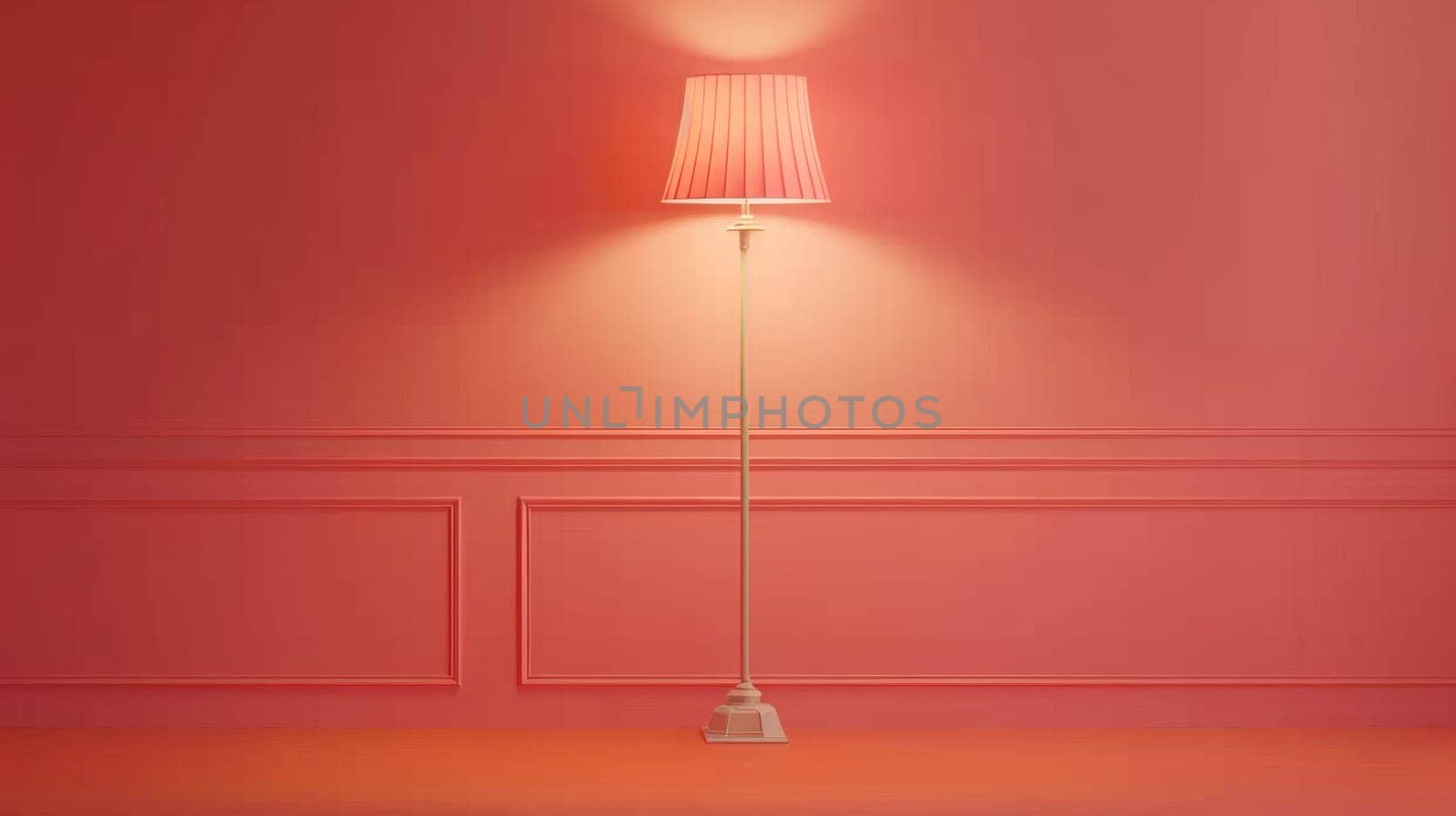 A lamp in a room with pink walls and floor