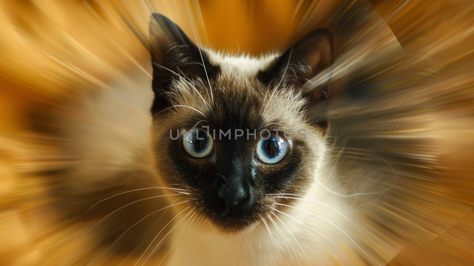 A close up of a cat with blue eyes looking at the camera, AI by starush