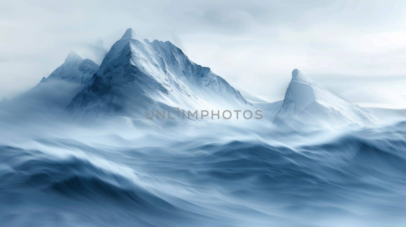 A large mountain range with snow and ice on it, AI by starush