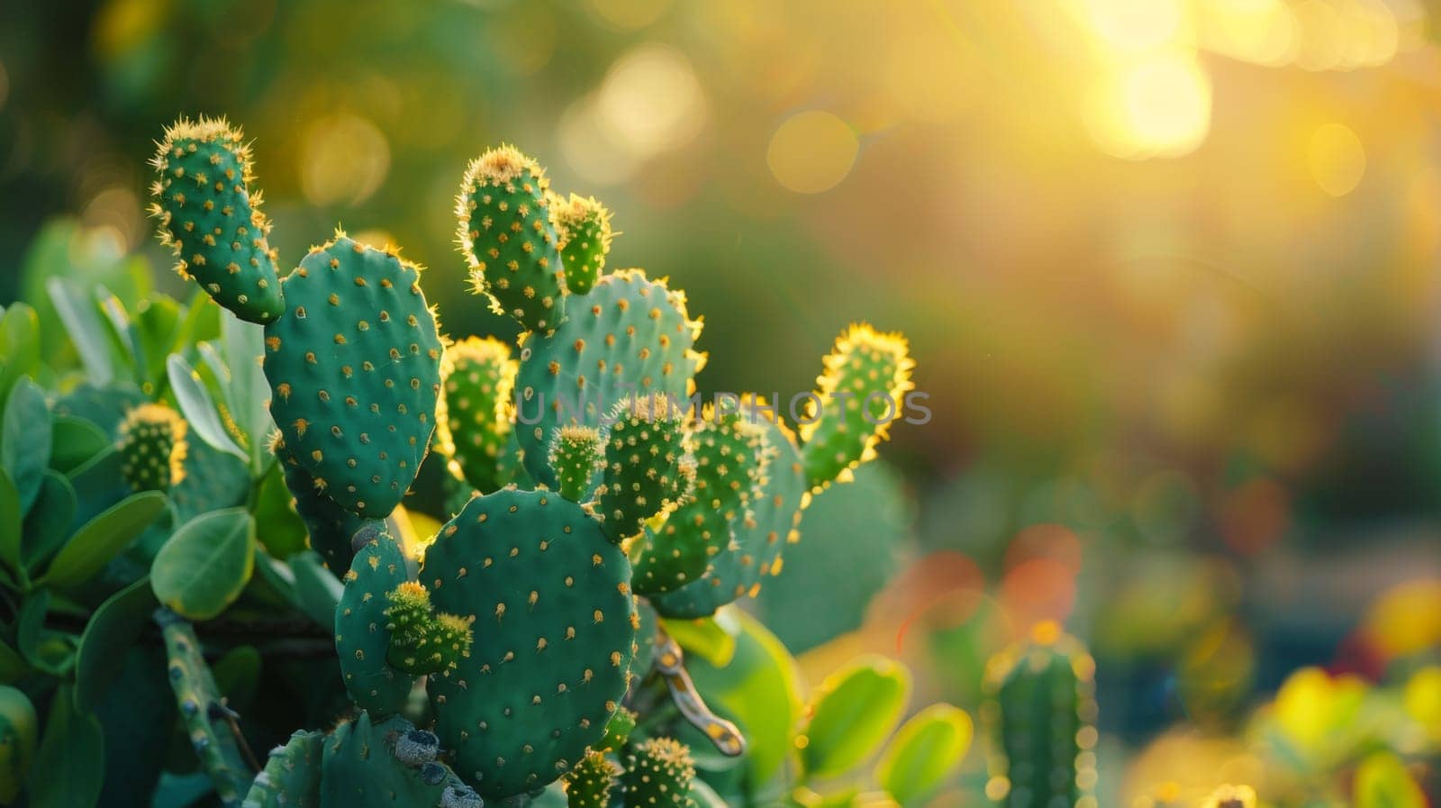 A close up of a cactus plant with many small green leaves