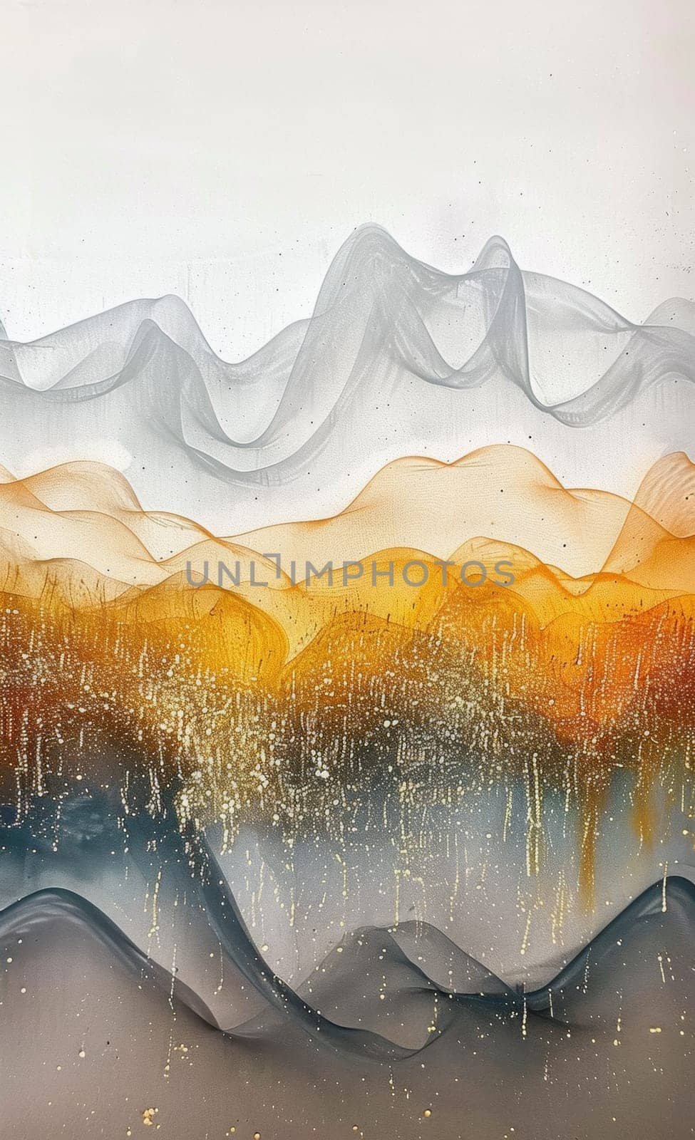 A painting of a landscape with orange and yellow colors, AI by starush