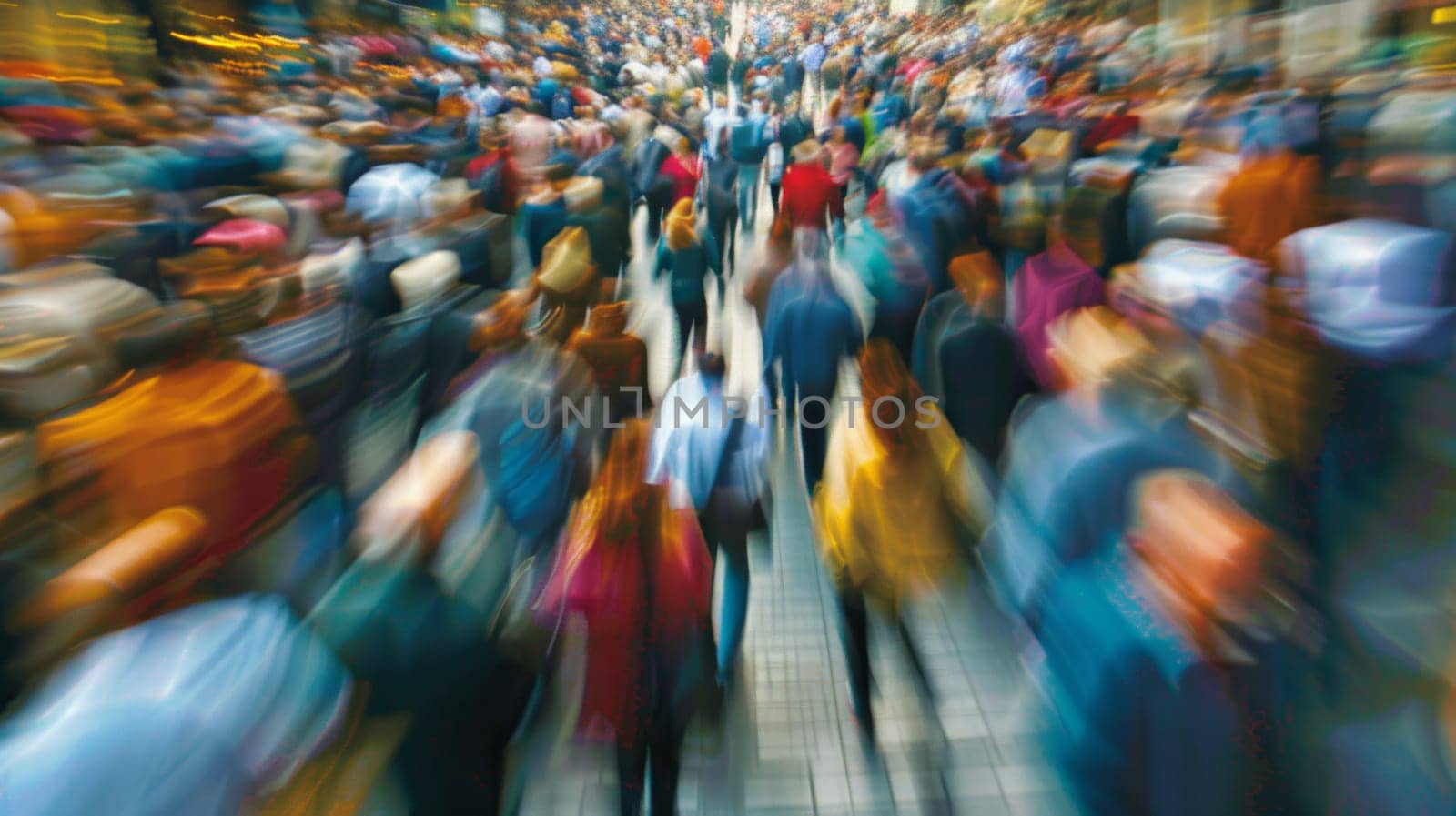A large group of people walking down a crowded street, AI by starush