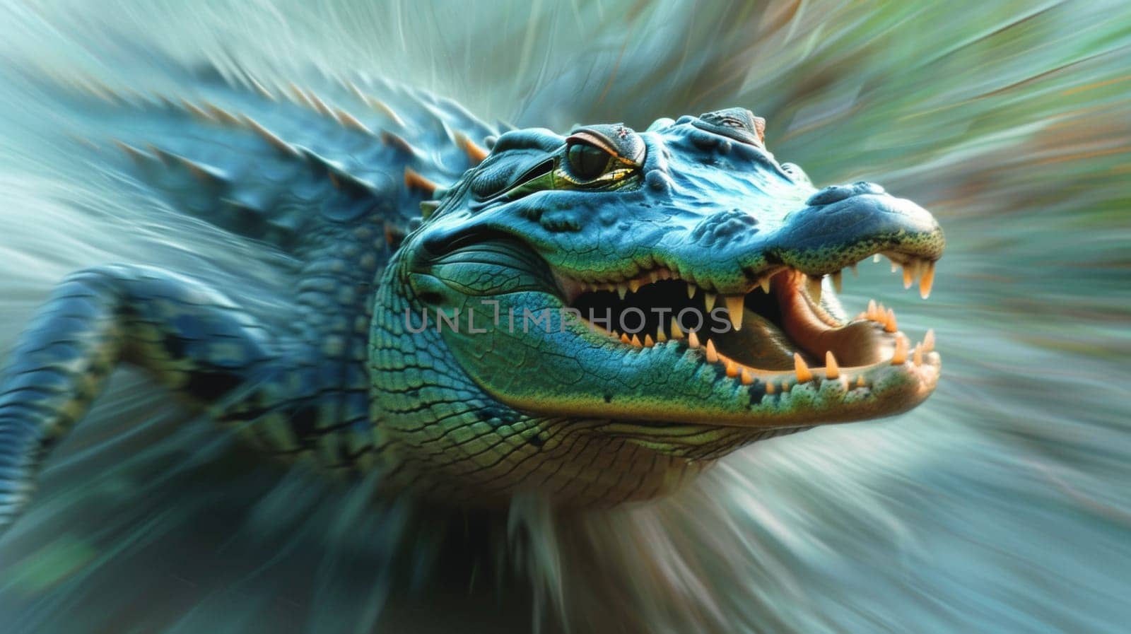 A close up of a large alligator with its mouth open, AI by starush
