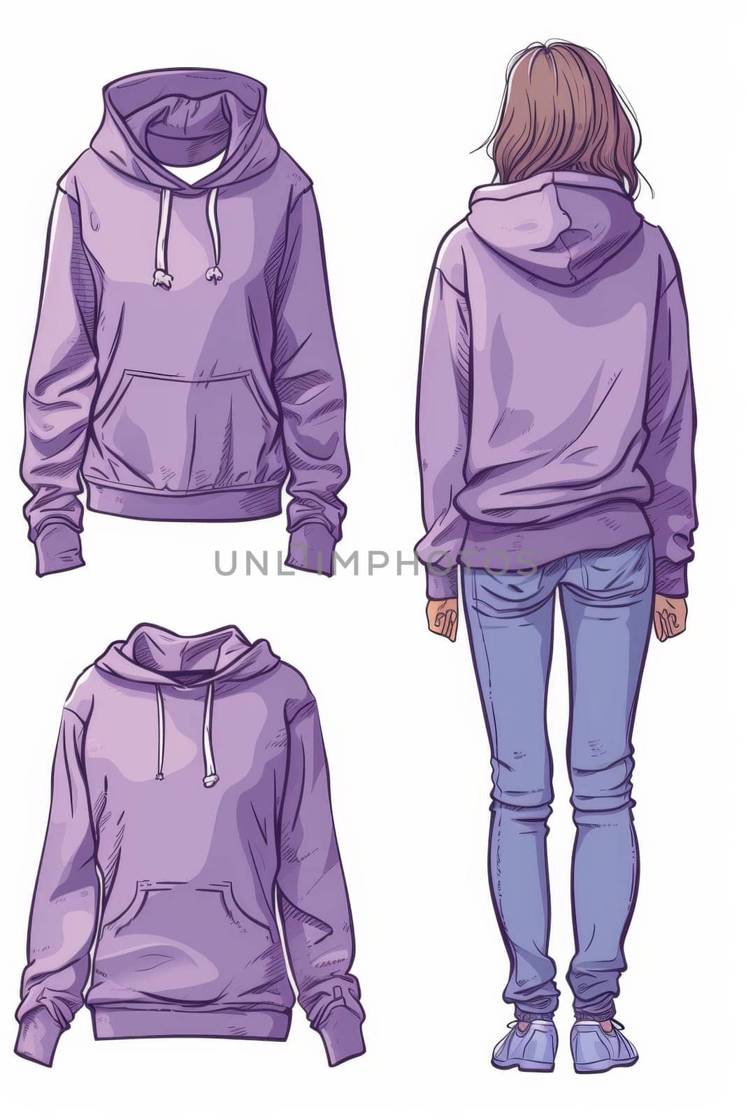 a purple sweatshirt on a white background. illustration.