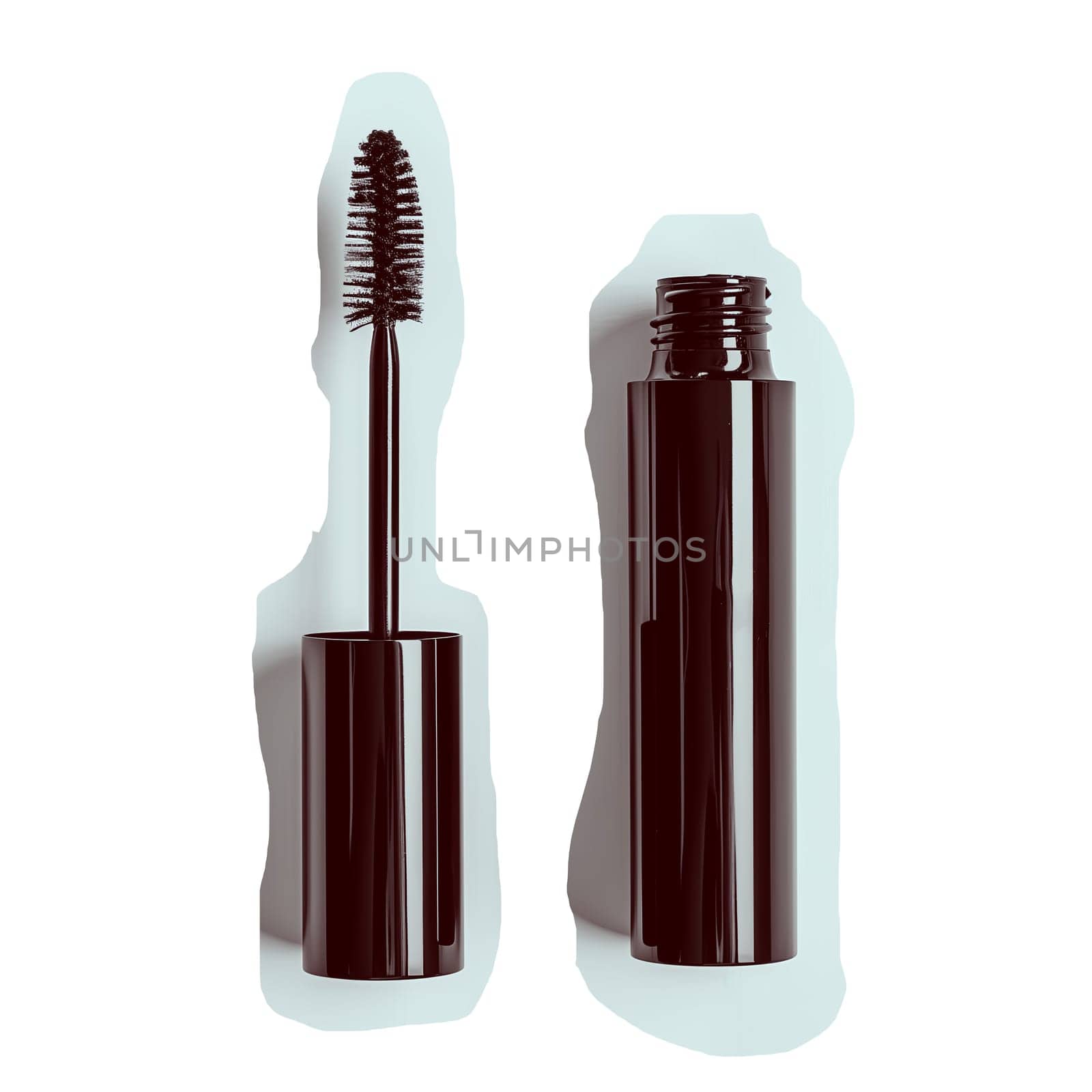 Black tube of mascara with a brush applicator ai generated cut out sticker