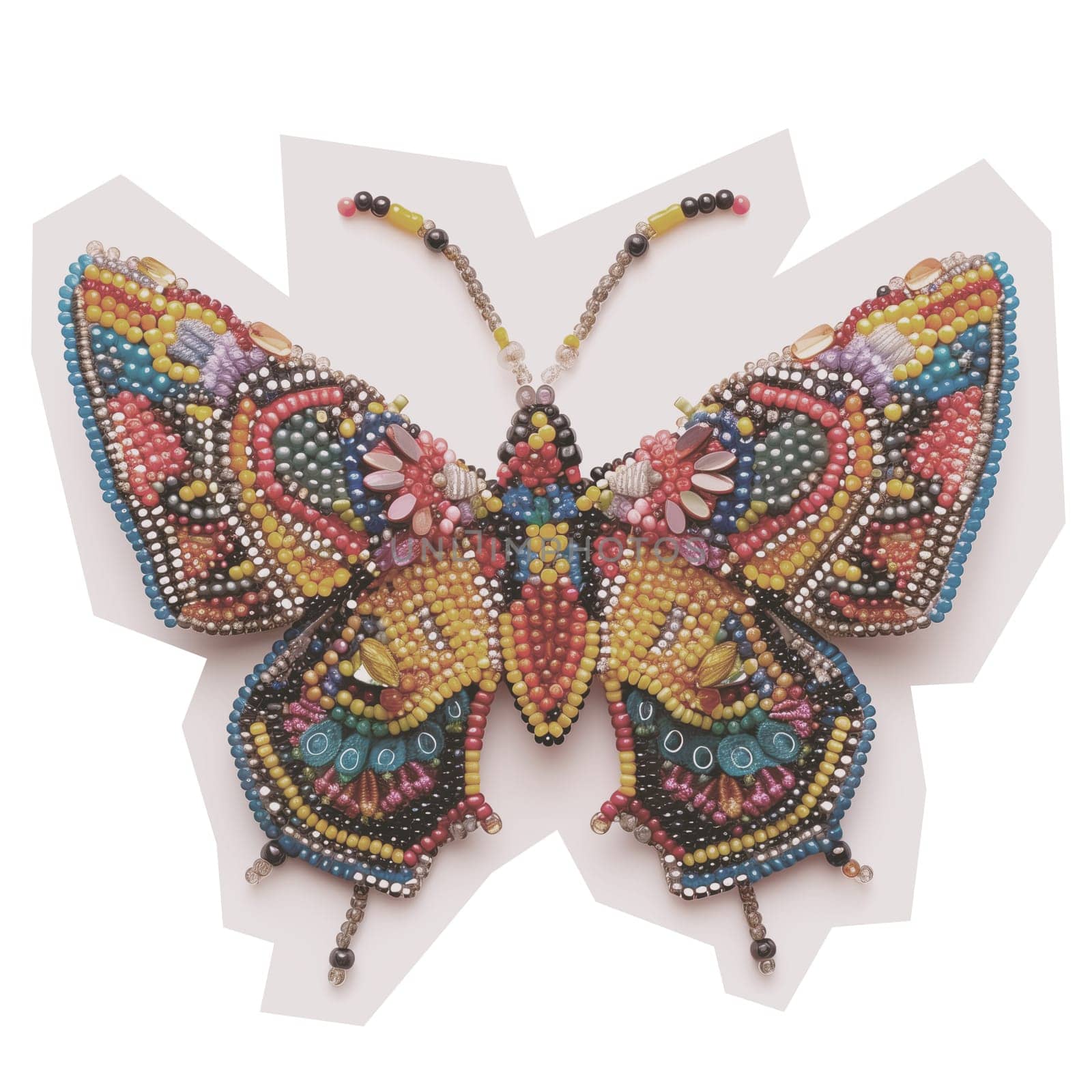 Decorative butterfly made of colored beads ai generated image