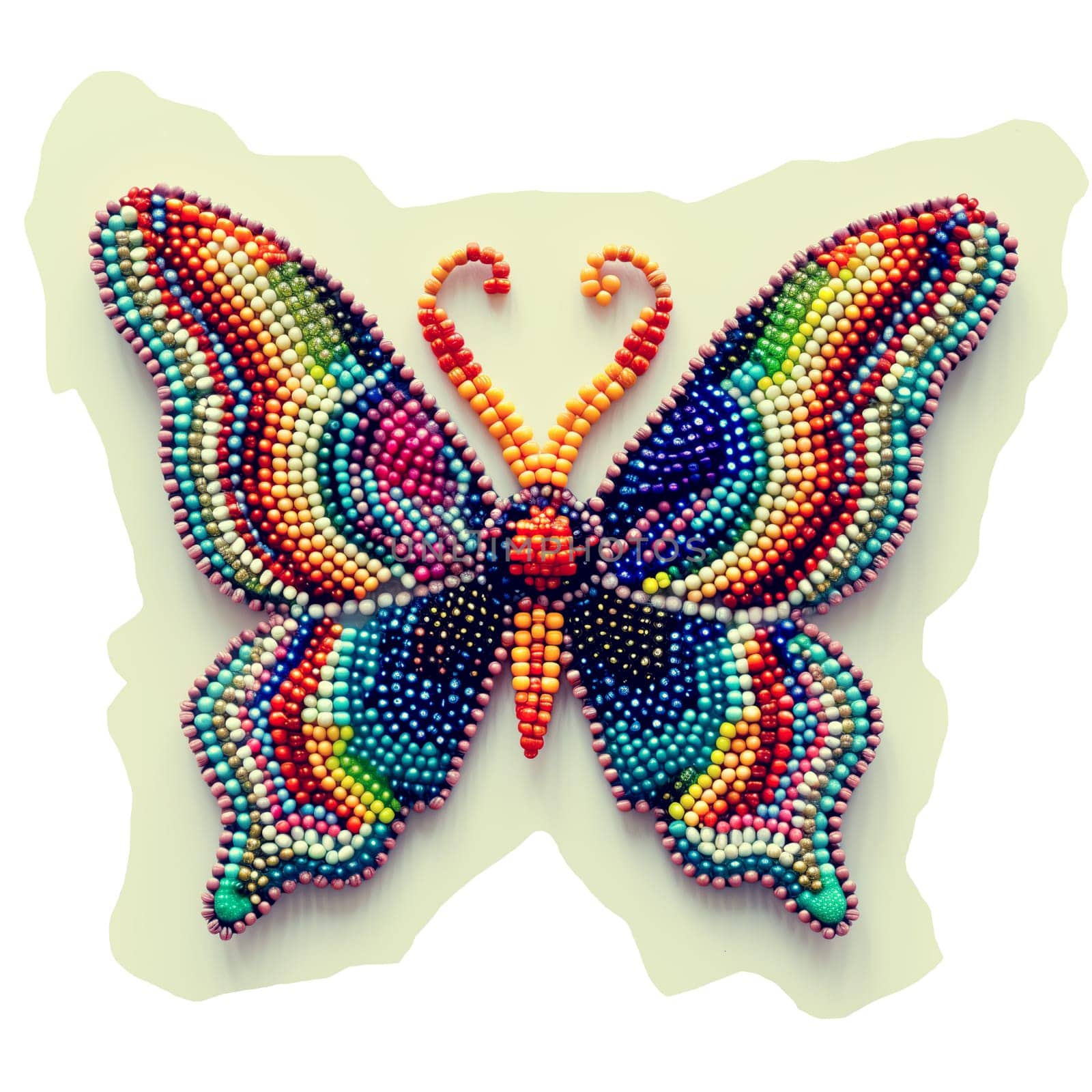 Decorative butterfly made of colored beads ai generated image