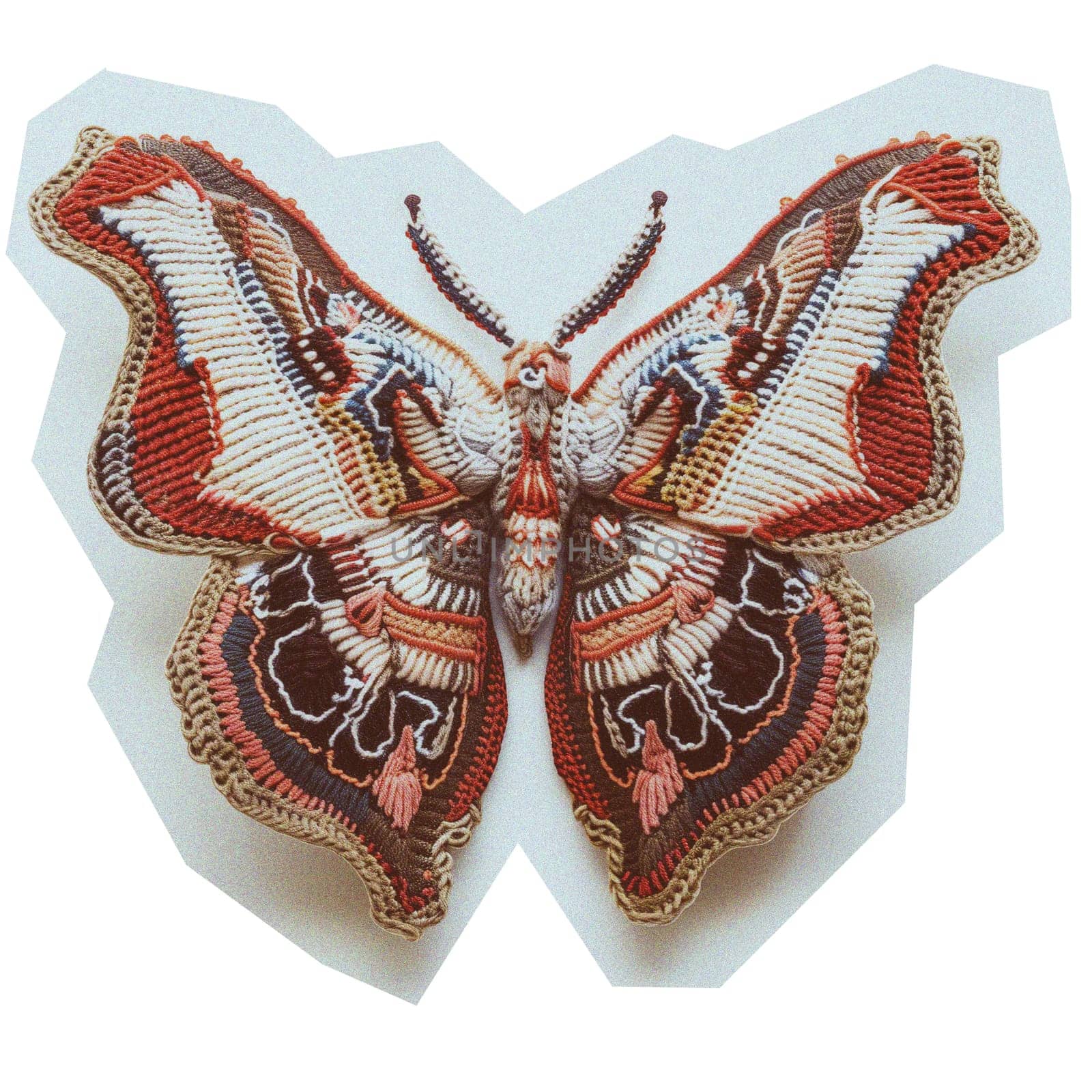 Knitted butterfly with a colorful pattern ai generated image