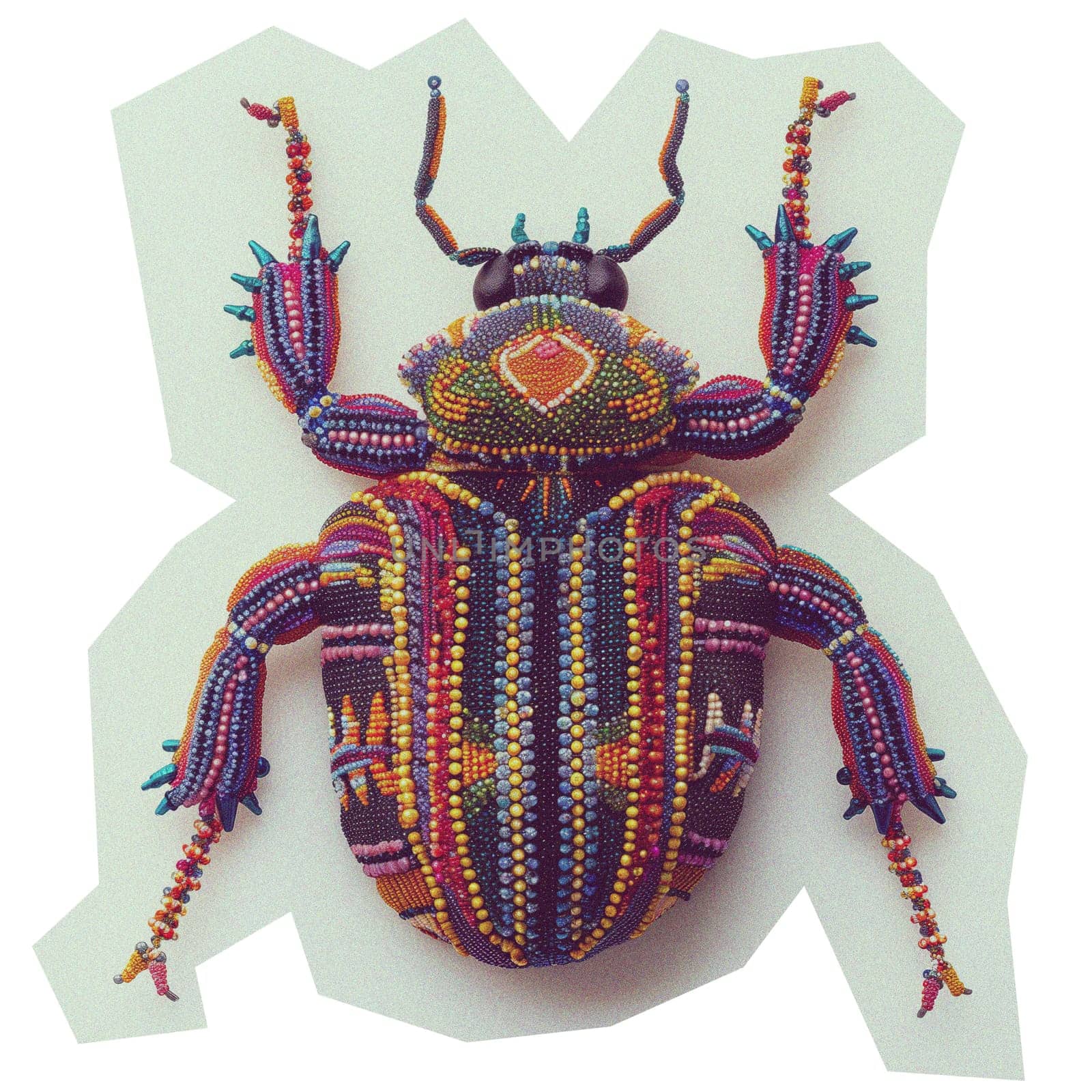 Decorative beetle with colorful beaded patterns by Dustick