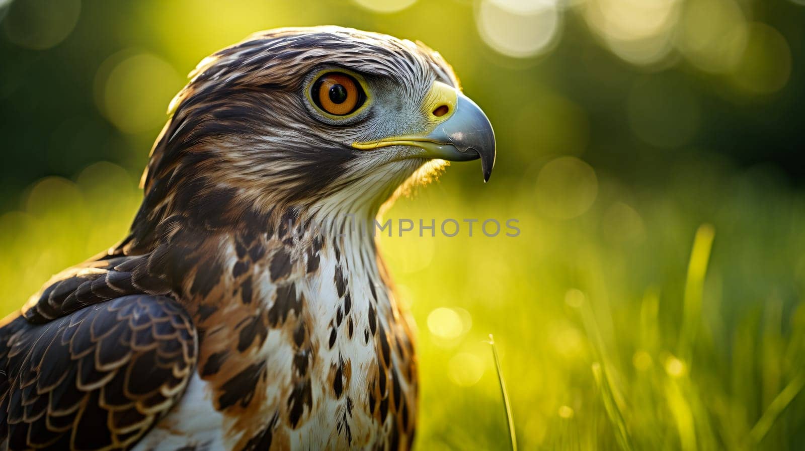 Majestic bird of prey in Sunlit Field by chrisroll